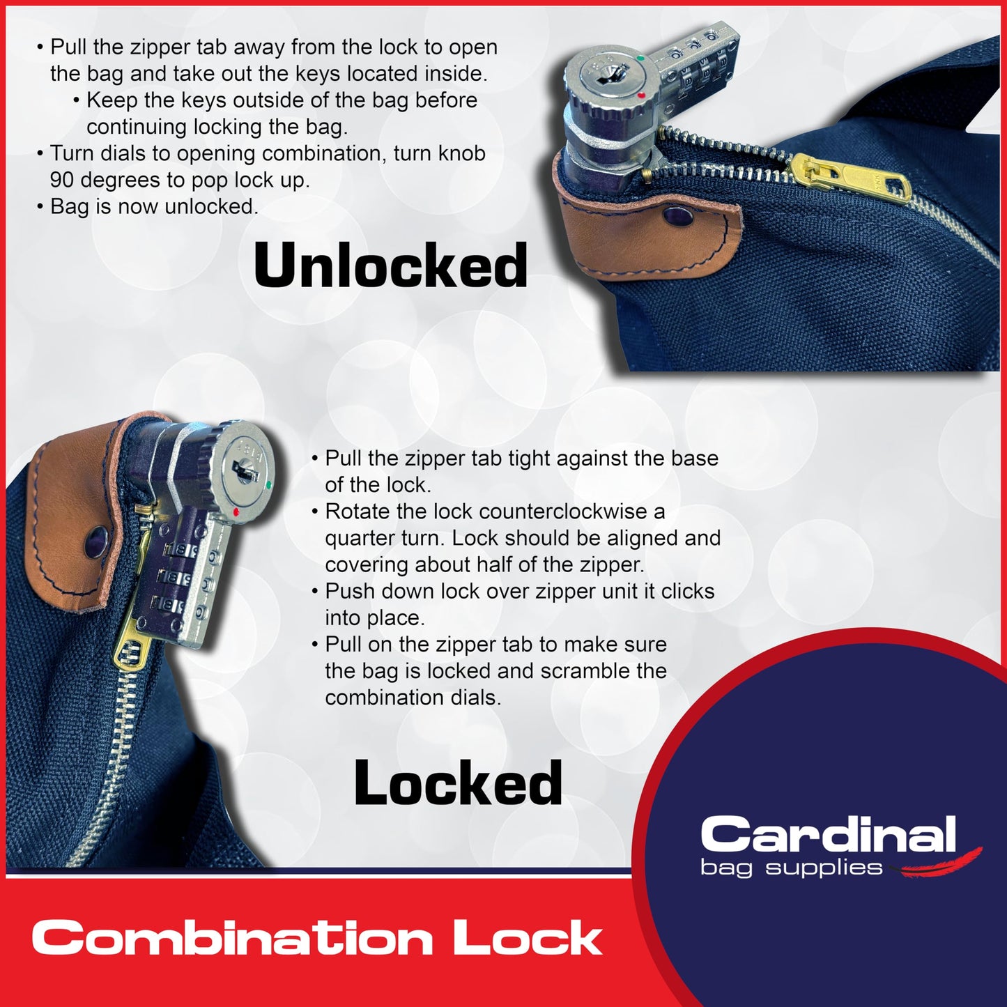 Cardinal bag supplies Locking Heavy Duty Security Courier Bag, 18 x 18 x 8 (Navy Blue)