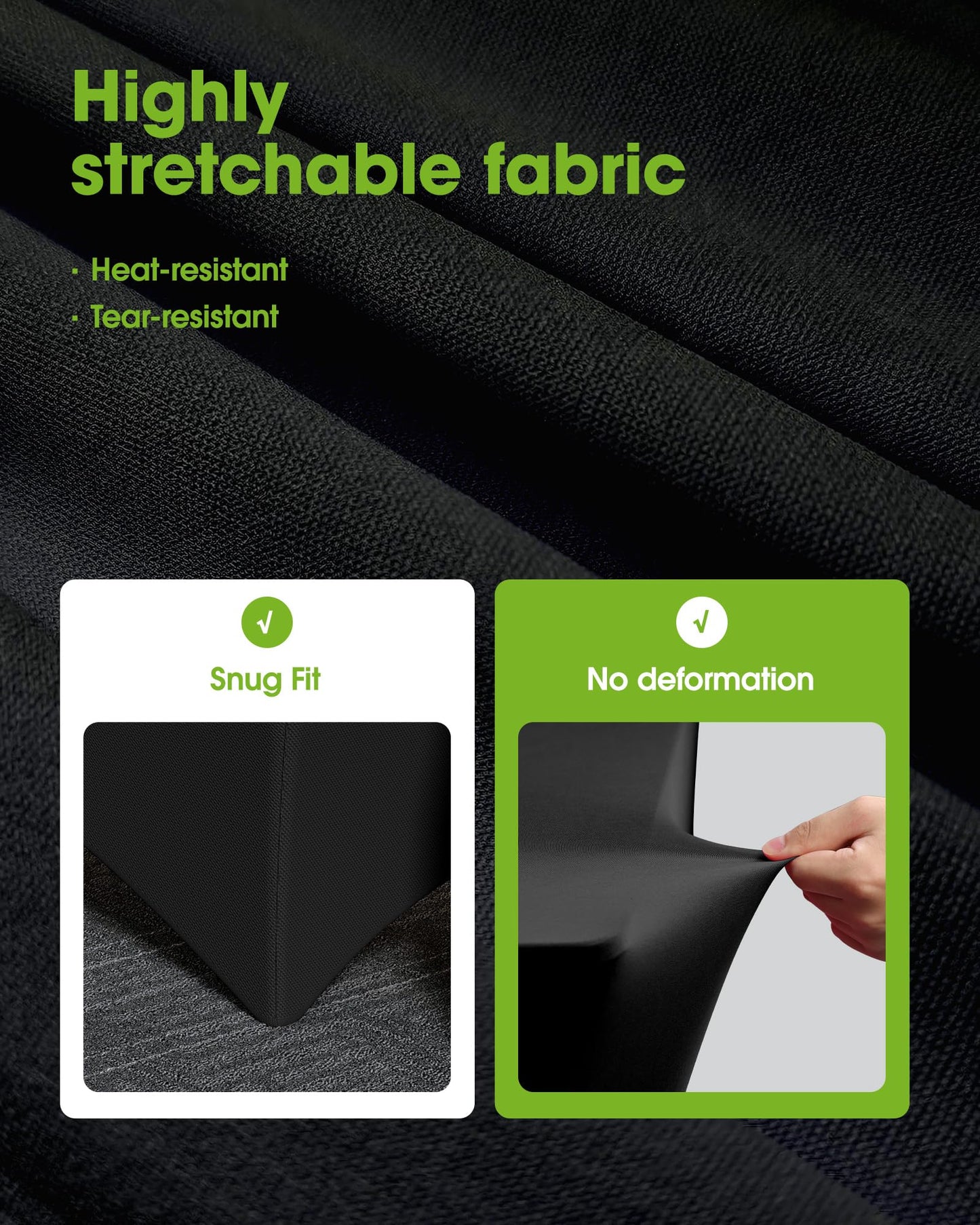 Pureegg Spandex Tablecloth 6ft - 4 Pack, Fitted and Tight Cloth for Rectangle Table, Wrinkle-Free and Stretch Table Cover for Party, Wedding, Banquet and Birthday, Black