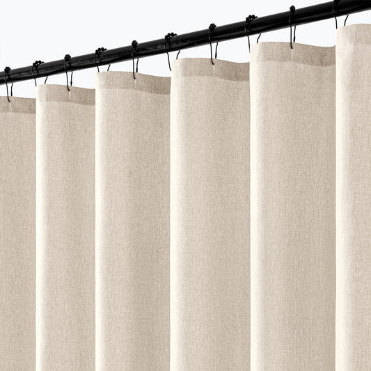 ANRODUO Extra Long Shower Curtain, 108 Inch Long Heavy Duty Boho Farmhouse Fabric Shower Curtain Set with 12 Metal Hooks, Waterproof Decor Machine Washable for Bathroom Bathtub, 72 x 108, Cream