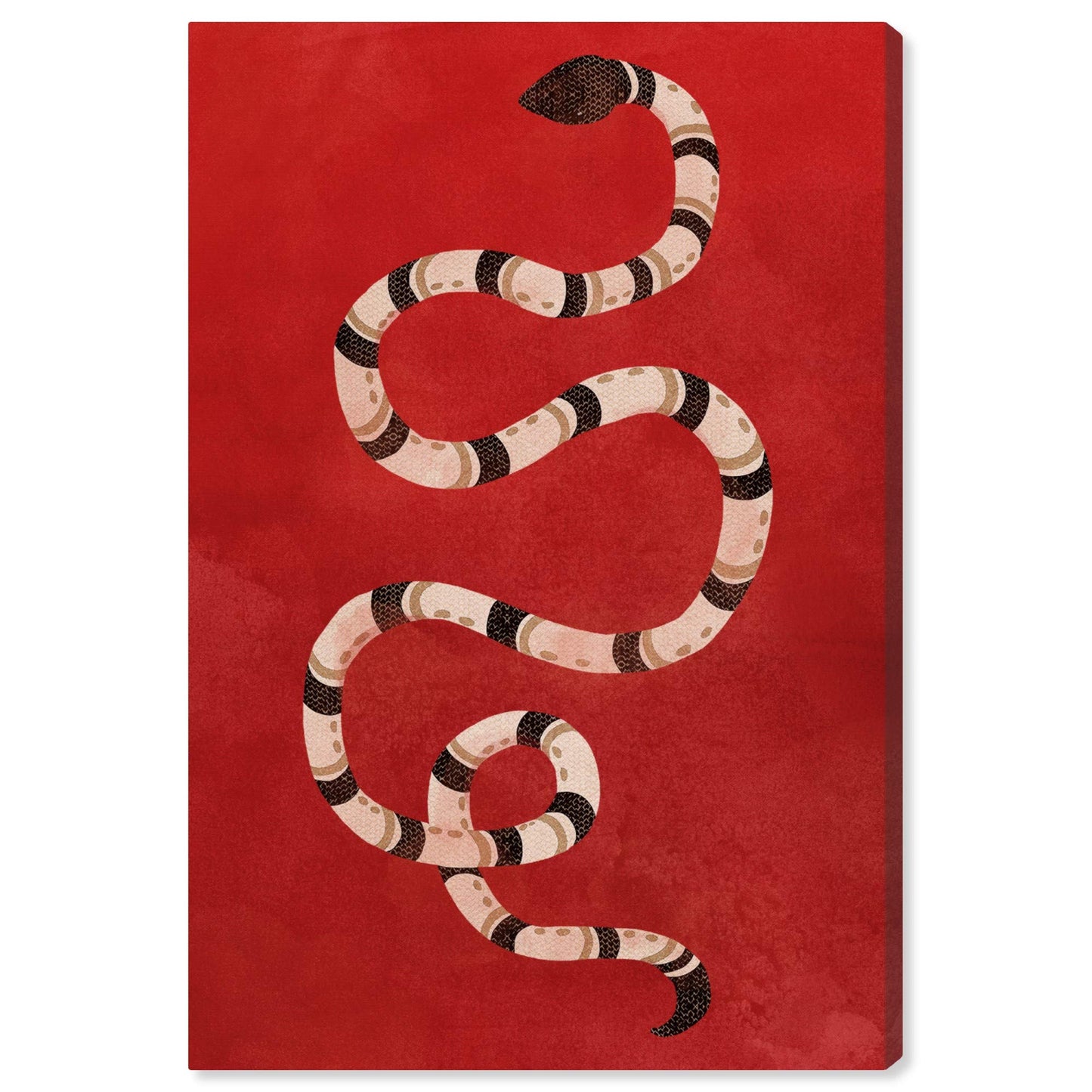 Wynwood Studio Animals Wall Art Canvas Prints 'Crimson Snake' Home Décor, 24 in x 36 in, Red, Black