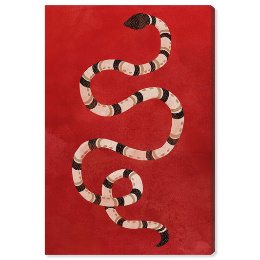 Wynwood Studio Animals Wall Art Canvas Prints 'Crimson Snake' Home Décor, 24 in x 36 in, Red, Black