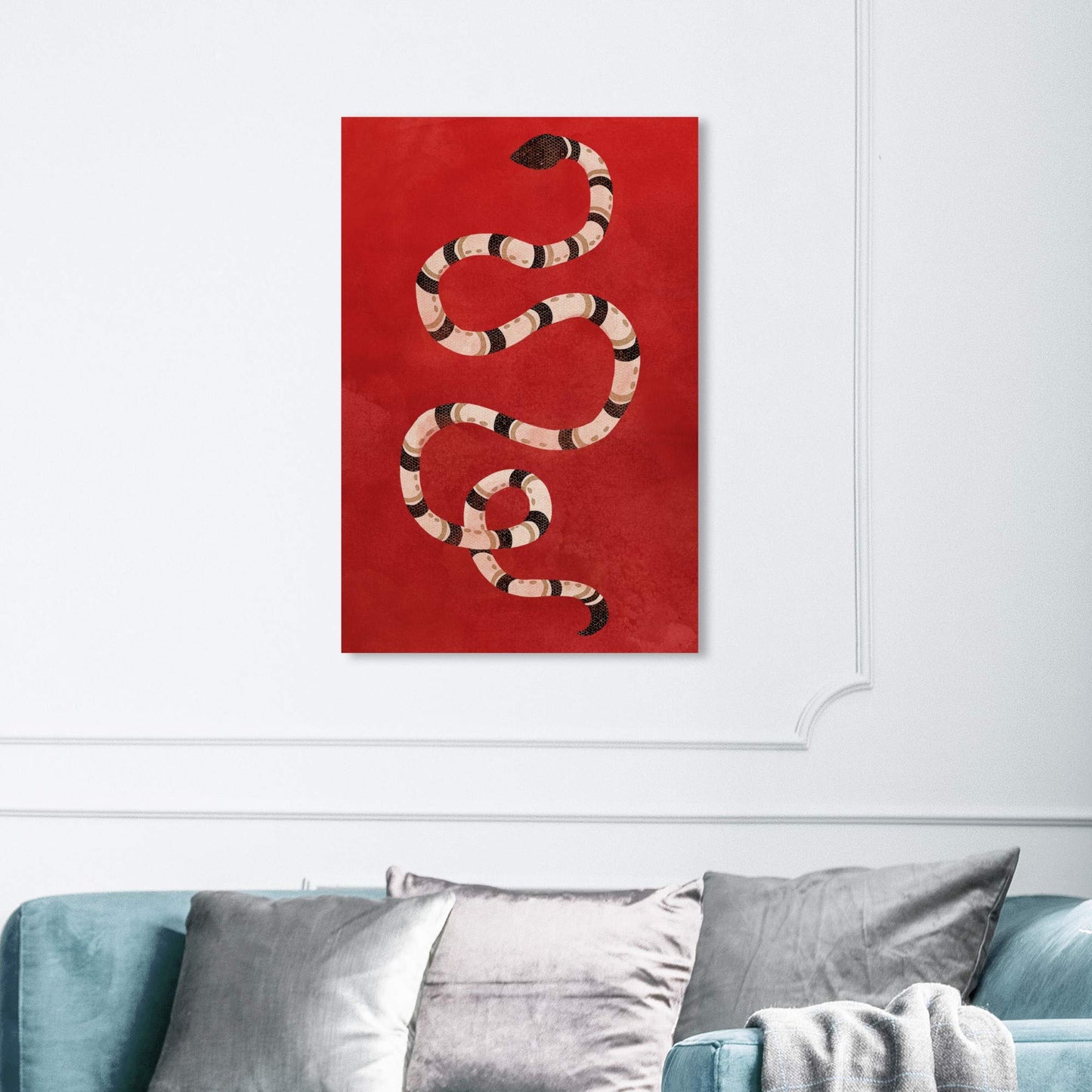 Wynwood Studio Animals Wall Art Canvas Prints 'Crimson Snake' Home Décor, 24 in x 36 in, Red, Black