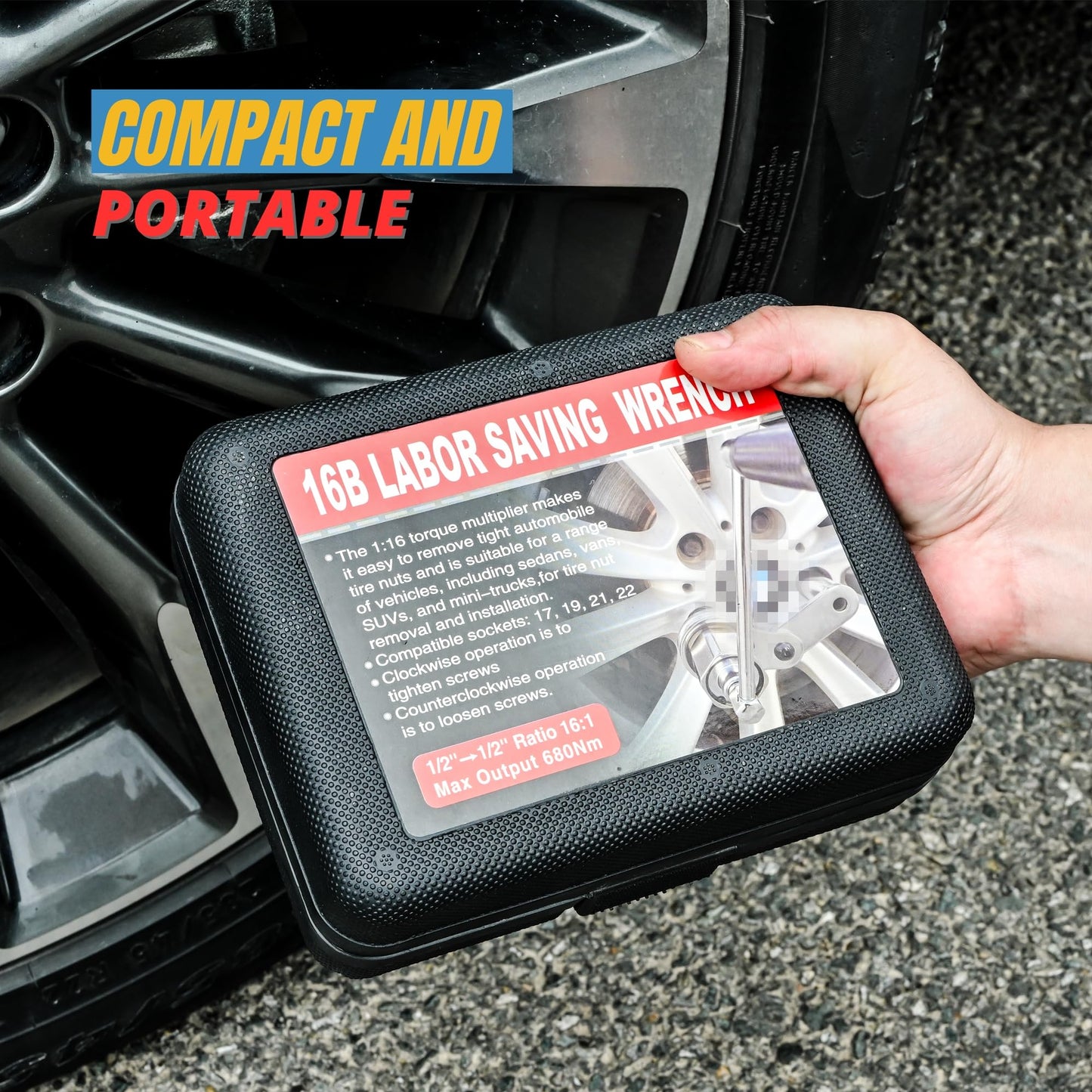 VQP Torque Multiplier Set 1/2” DR w/ 3 Sockets, Labor Saving Lug Nut Remover, Hand Lug Nut Wrench Kit, Portable Wrench Sockets Set (Max 680N/M, Upgraded 8-Point)