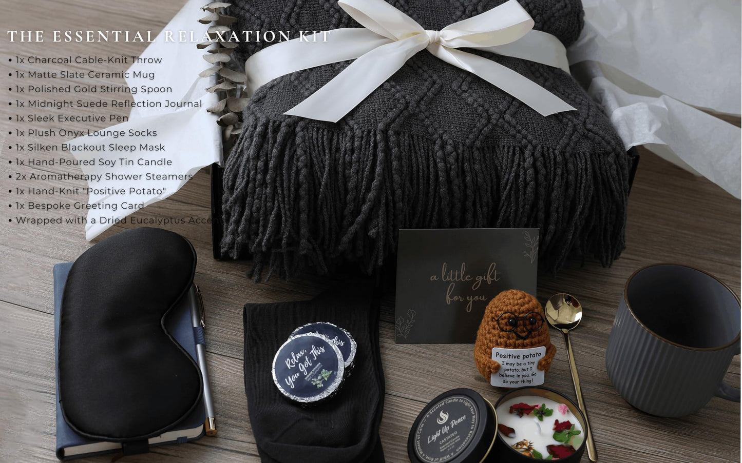 CASTATEO Get Well Soon Gift Baskets for Men&Women- Self Care Package/Brithday - After Surgery Recovery, Sympathy Gifts for Loss, Thinking of You/Grief/Bereavement/Miscarriage Gifts (Grey & Navy Blue)