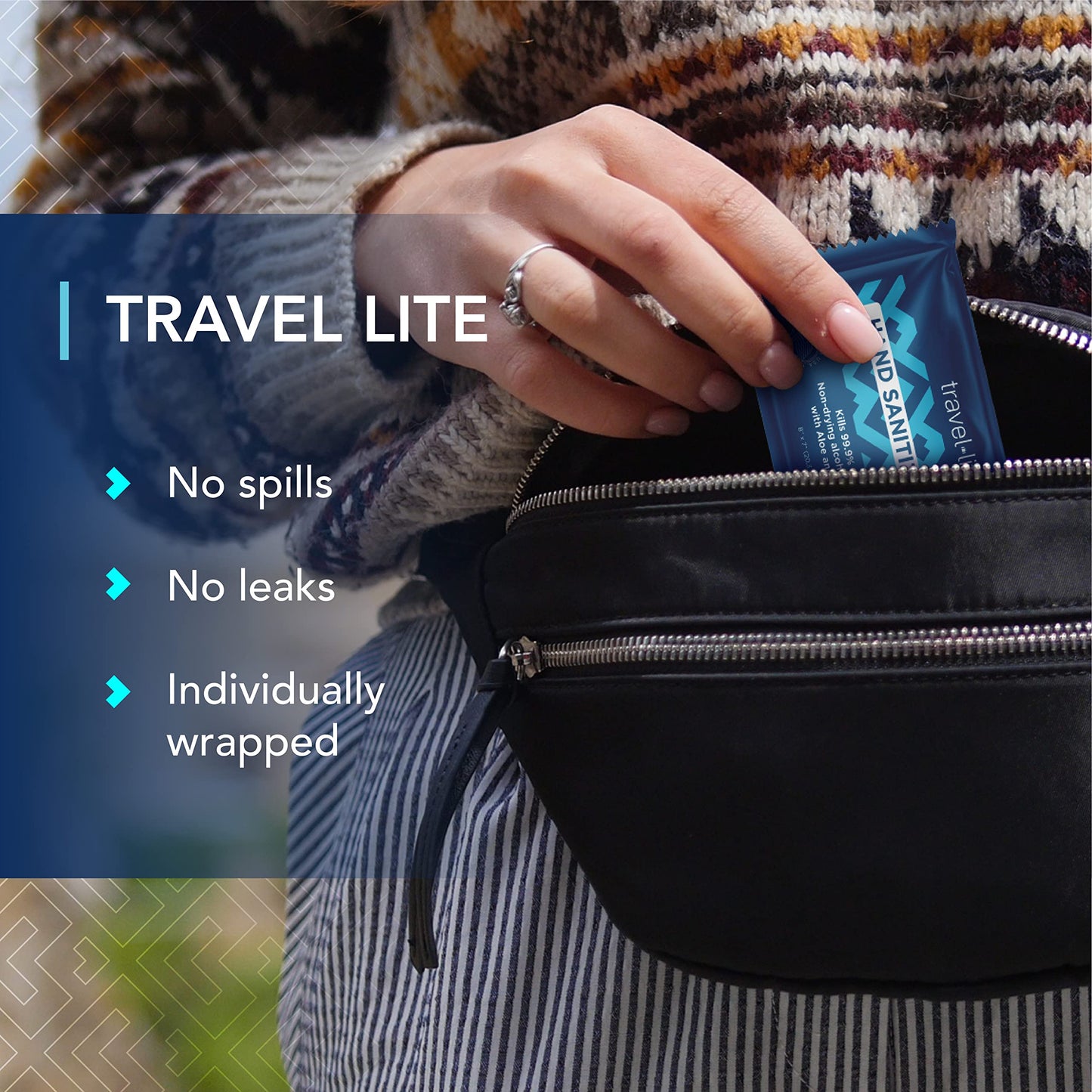 Travel Lite Alcohol-Free Hand Wipes with Aloe Vera and Vitamin E, Fresh Scent 200ct Individually Wrapped Travel Essentials Wipes for Adults and Kids