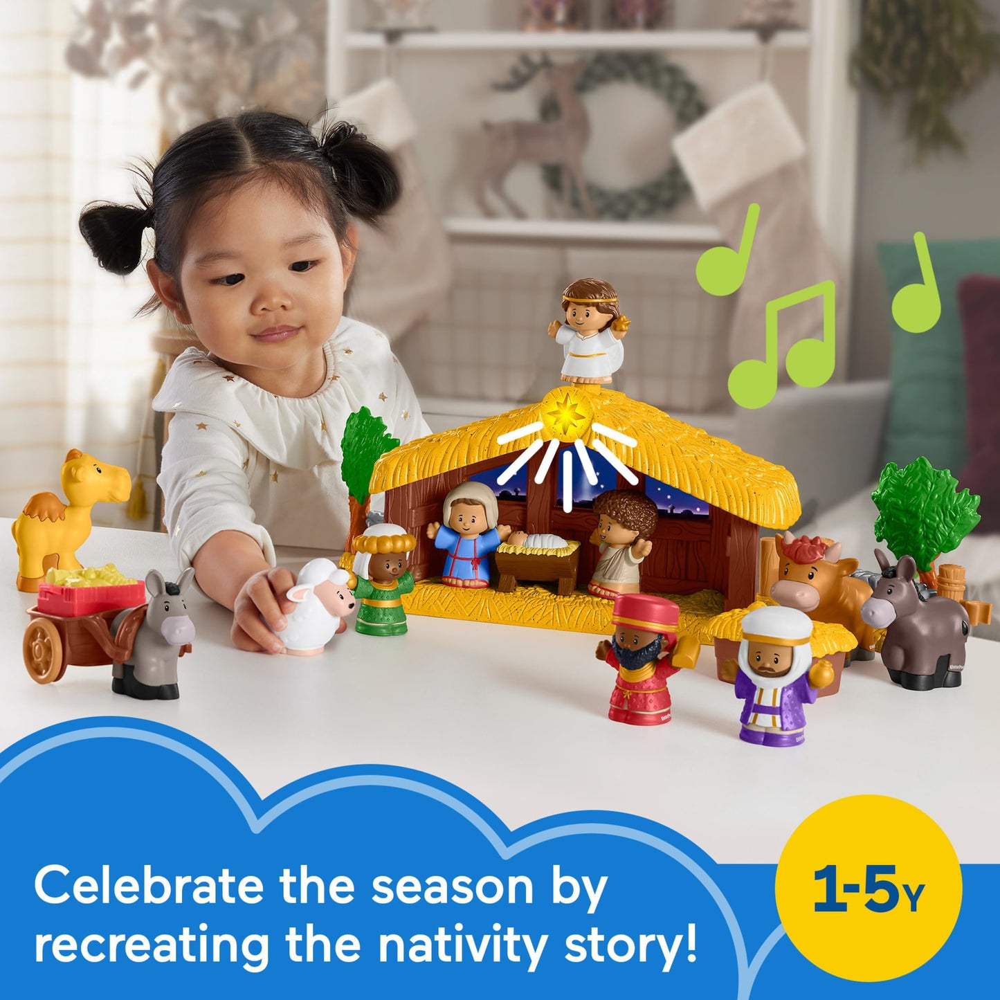 Fisher-Price Little People Toddler Toy Nativity Set with Music Lights & 18 Pieces for Christmas Pretend Play Kids Ages 1+ years