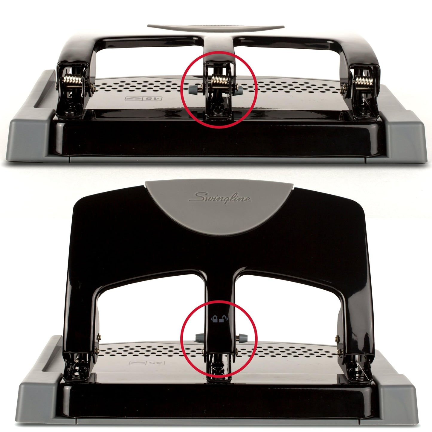 Swingline 3 Hole Punch, 45 Sheet Capacity Three Hole Puncher 3 Ring, Paper Punch, SmartTouch Low Effort, Black & Silver (74136)