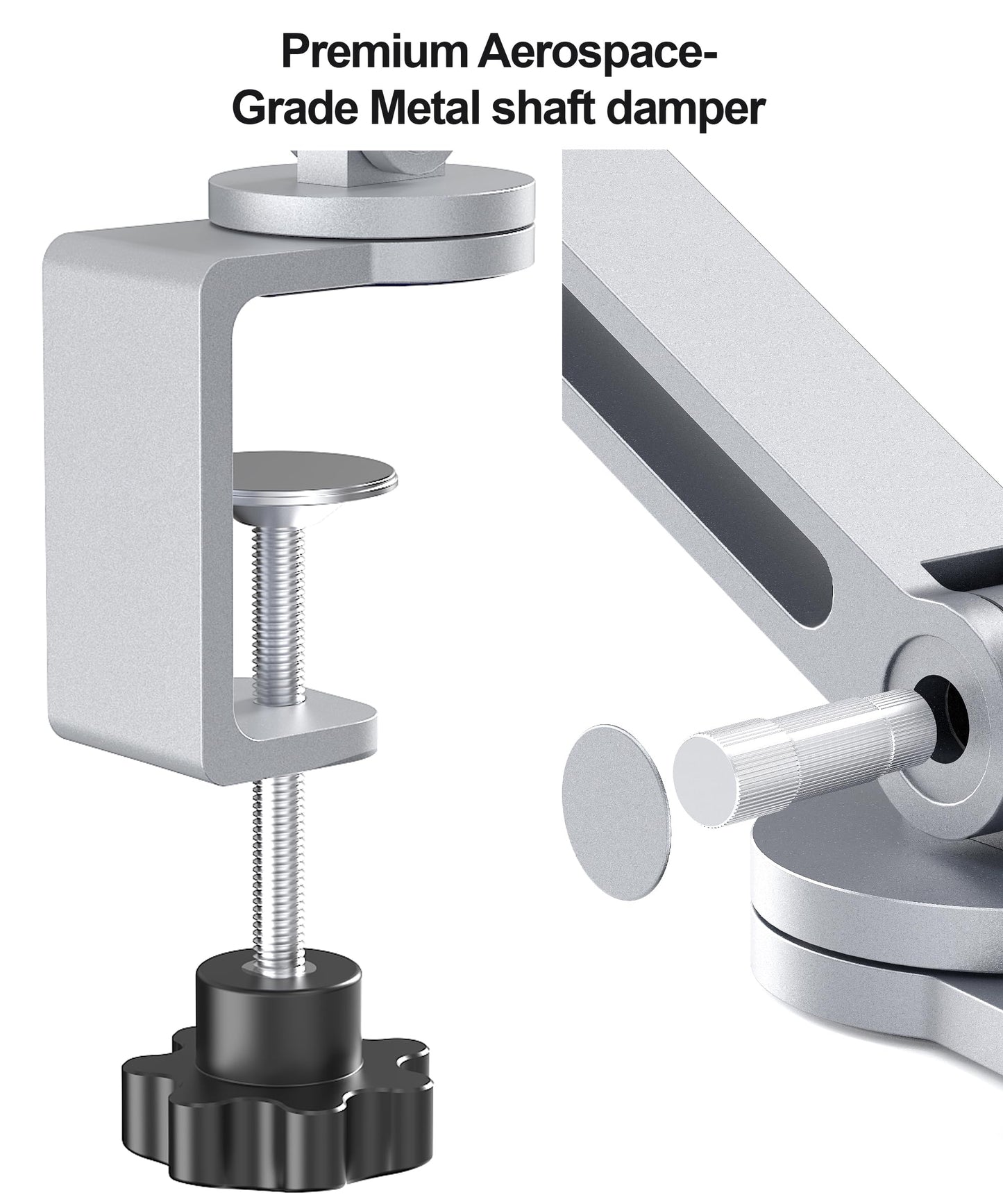YICOSUN Tablet Arm Mount with Super Grip, Adjustable Foldable Holder & Heavy Duty Aluminum 360° Rotating Clamp for iPad, Phone, Monitor, Kindle - Universal for Desk, Bed, Kitchen - Silver