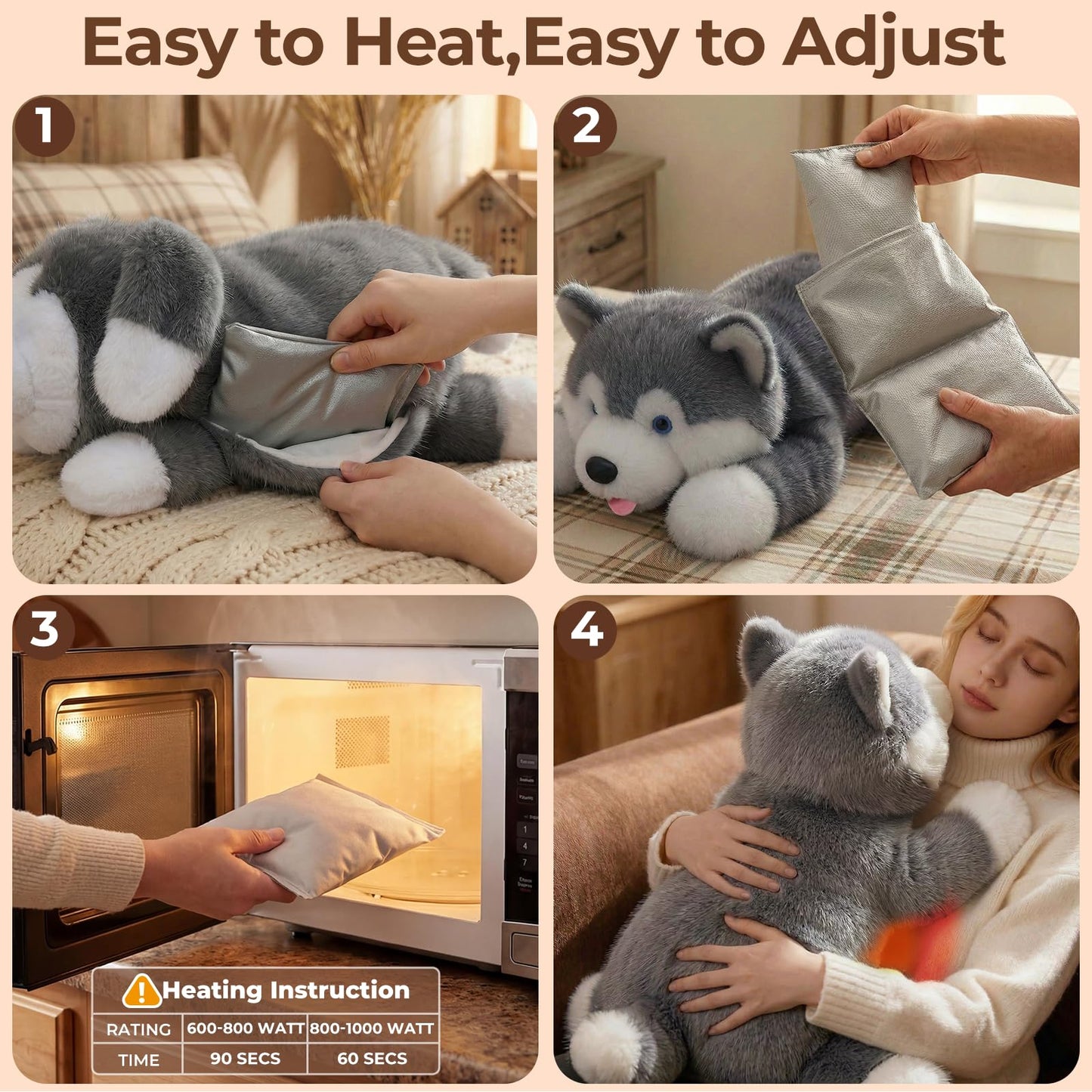 Mewaii Weighted Stuffed Animals with Microwavable Heating Pad - 5 lbs Adjustable, Heatable & Coolable Dog Stuffed Animal for Realistic Hug, Removable Inner Pad, Plush Gifts for Adults & Kids(23 Inch)