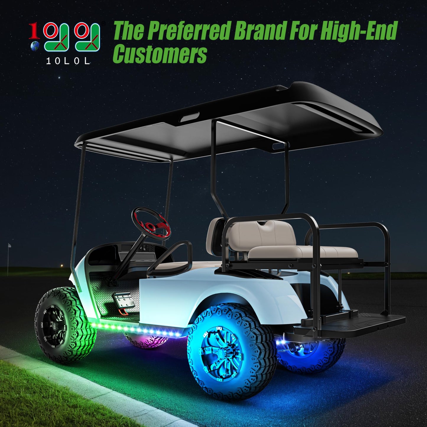 10L0L 4PCS Golf Cart Underglow LED Light Strip Kit, 22 Modes Glow Neon Underbody Lighting with Wireless Remote Control Music Sync IP67 12V-80V Input for Yamaha EZGO Club Car