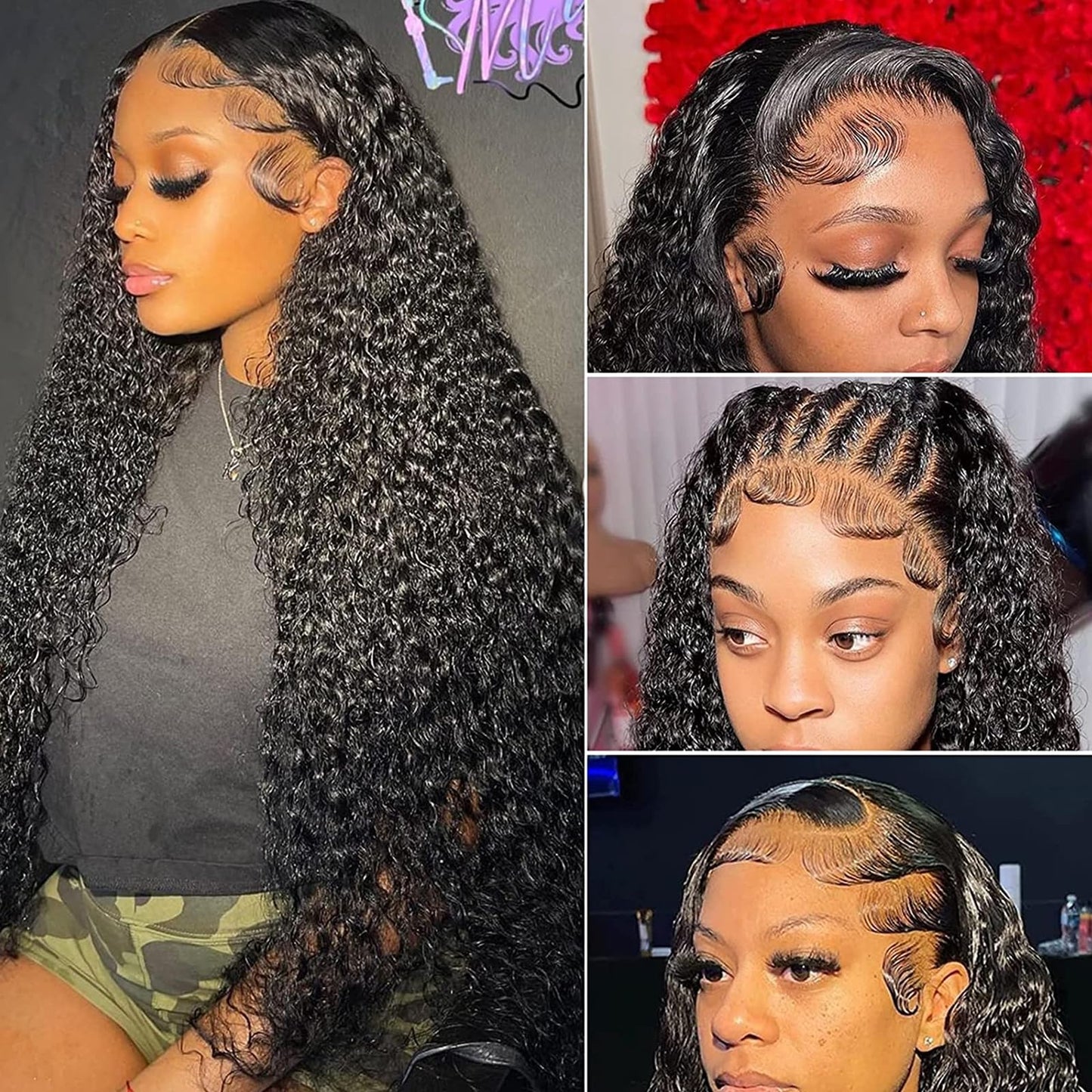32 Inch Lace Front Wig Human Hair Deep Wave Lace Front Wigs 210 Density HD Lace Frontal Wigs Human Hair 13x6 Lace Front Wigs Human Hair Pre Plucked Deep Curly Human Hair Wigs for Black Women