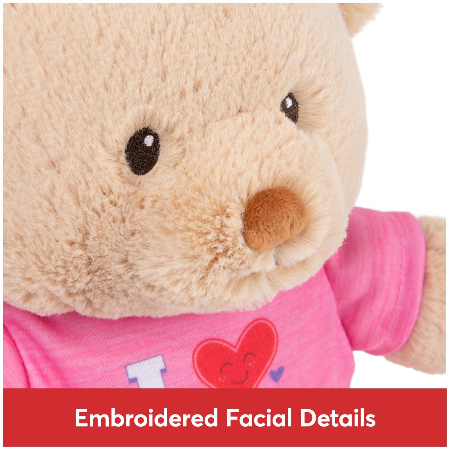 GUND “I Love You” Sustainable Message Bear with Pink T-Shirt, Teddy Bear Made from 100% Recycled Materials for Ages 1 and Up, Tan, 12”