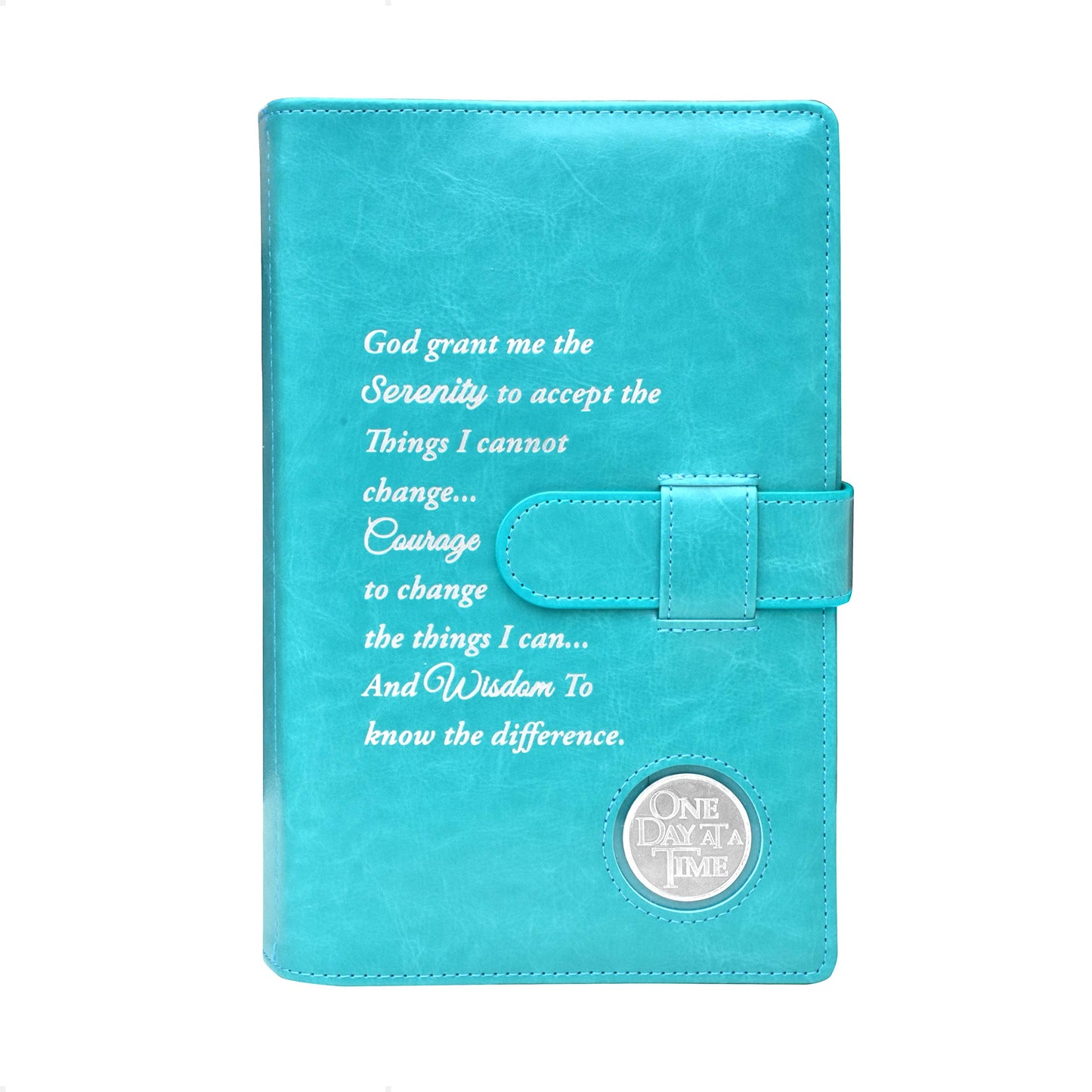 Galileo® Double AA Big Book Cover & 12 Steps & 12 Traditions | AA Gift | Alcoholics Anonymous (Serenity Prayer/Coin Pocket/Ocean Turquoise)