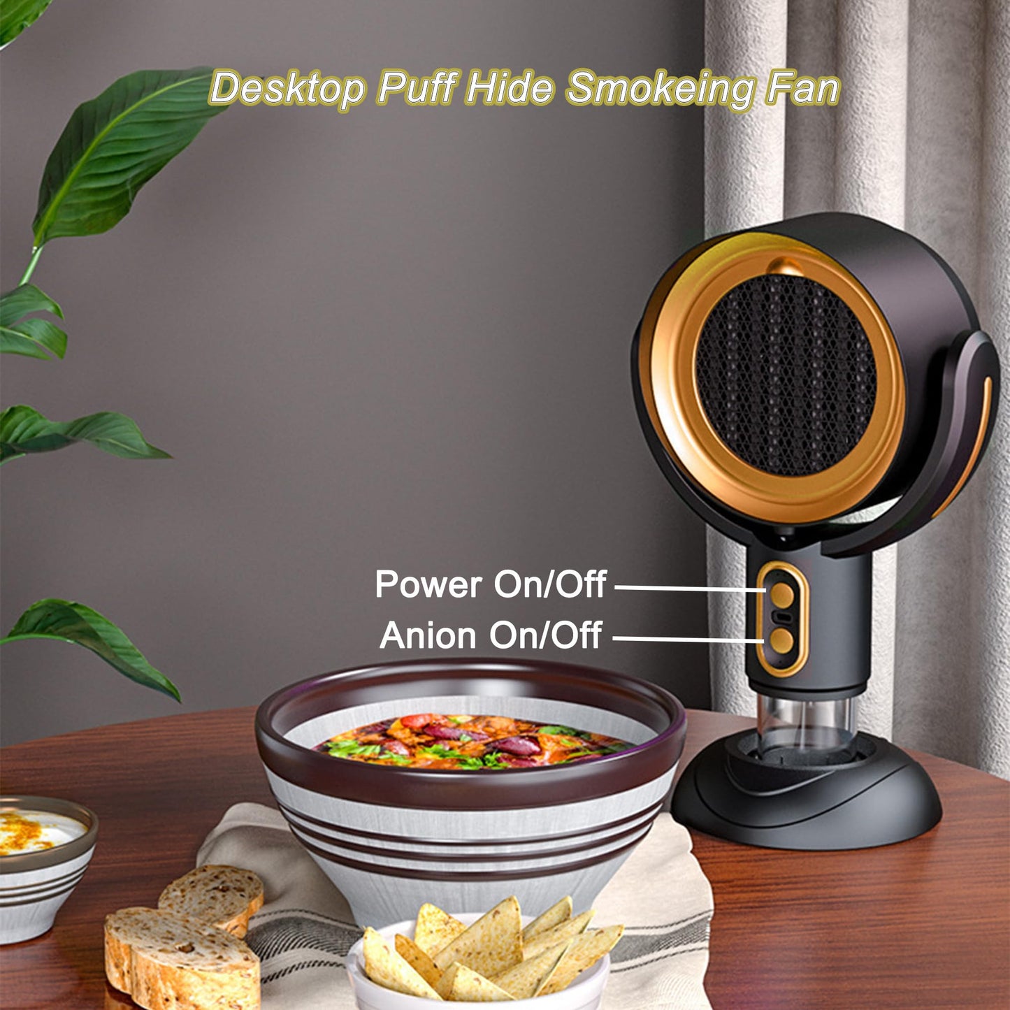 PuffHide Purifer & Smoke Away Purifier Fan Filter Portable Black Gold Adjustable Angle Puff-Hide PurifierFan,Tabletop SmokePurifier Filters for Removes Smoke(Plug-ln)