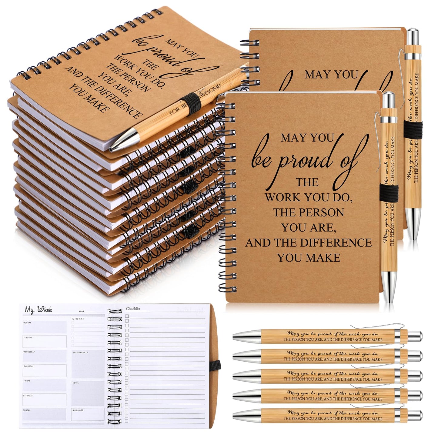 Tellingyou 60 Pcs Employee Appreciation Gifts Bulk Inspirational Spiral Notebooks 2026-2027 Planner Pocket Notepads with Motivational Pens Thank You Gifts for Cna Nurse Teacher Coworker Volunteer