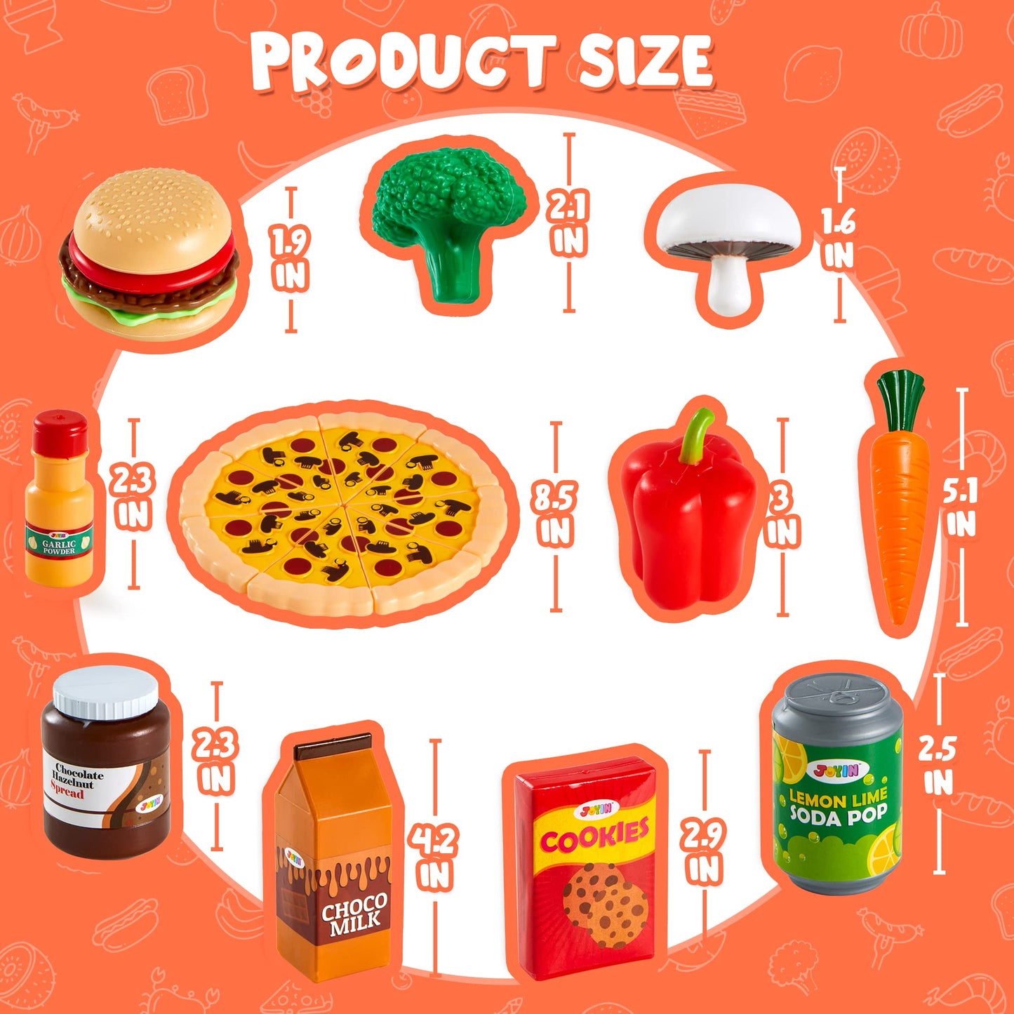 JOYIN 200 Pieces Kids Play Food Toy, Deluxe Pretend Play Set, Kids Kitchen Accessories with Realistic Colors, Toddler Birthday Gift, Party Toys