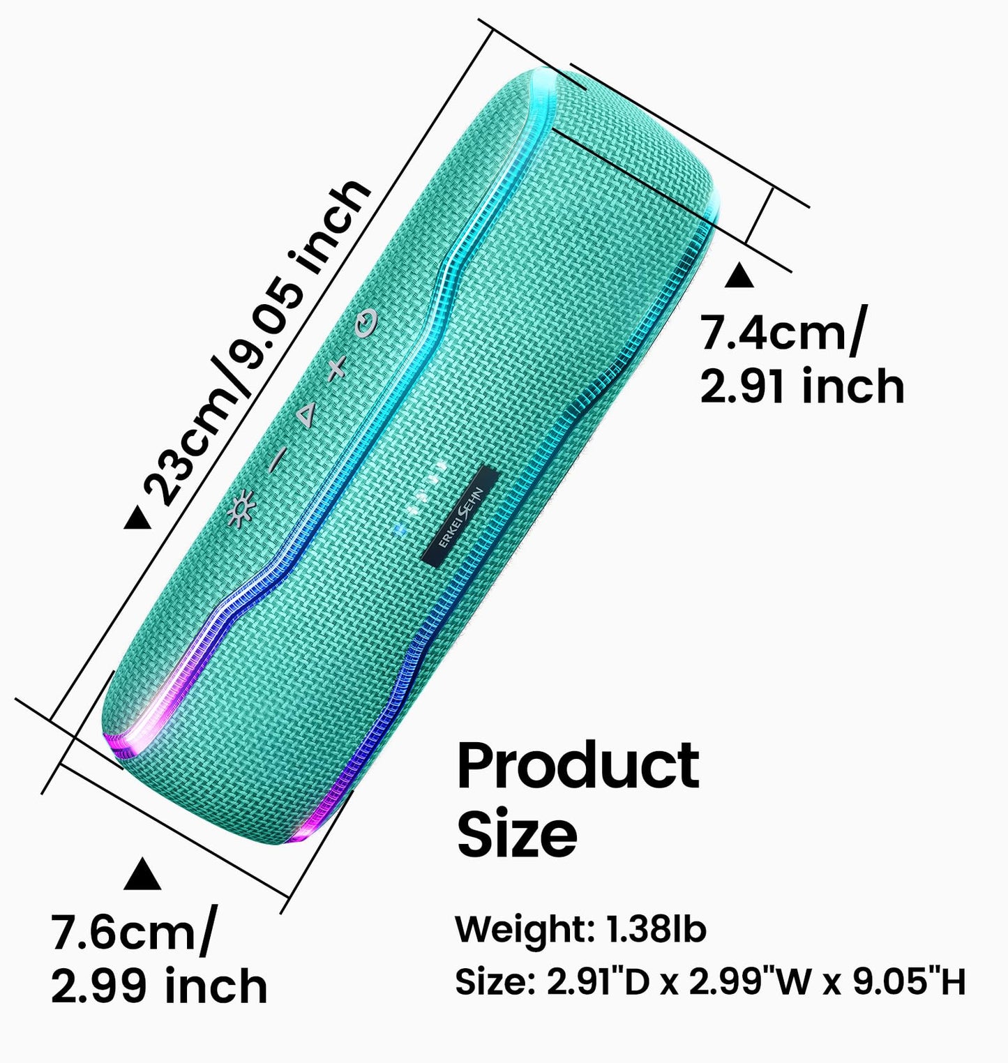 Portable Bluetooth Speaker, IPX7 Waterproof Wireless Speakers with Colorful Flashing Lights, 25W Stereo Sound with 24H Playtime, 100ft Bluetooth Range, Home Outdoor Party, TWS Pairing for Teen Gifts
