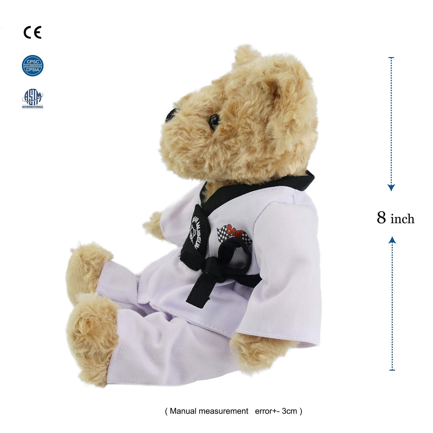Houwsbaby Teddy Bear Stuffed Animals with Taekwondo Uniform Birthday Gift for Kids Boys Girls Valentine's Day, 20CM
