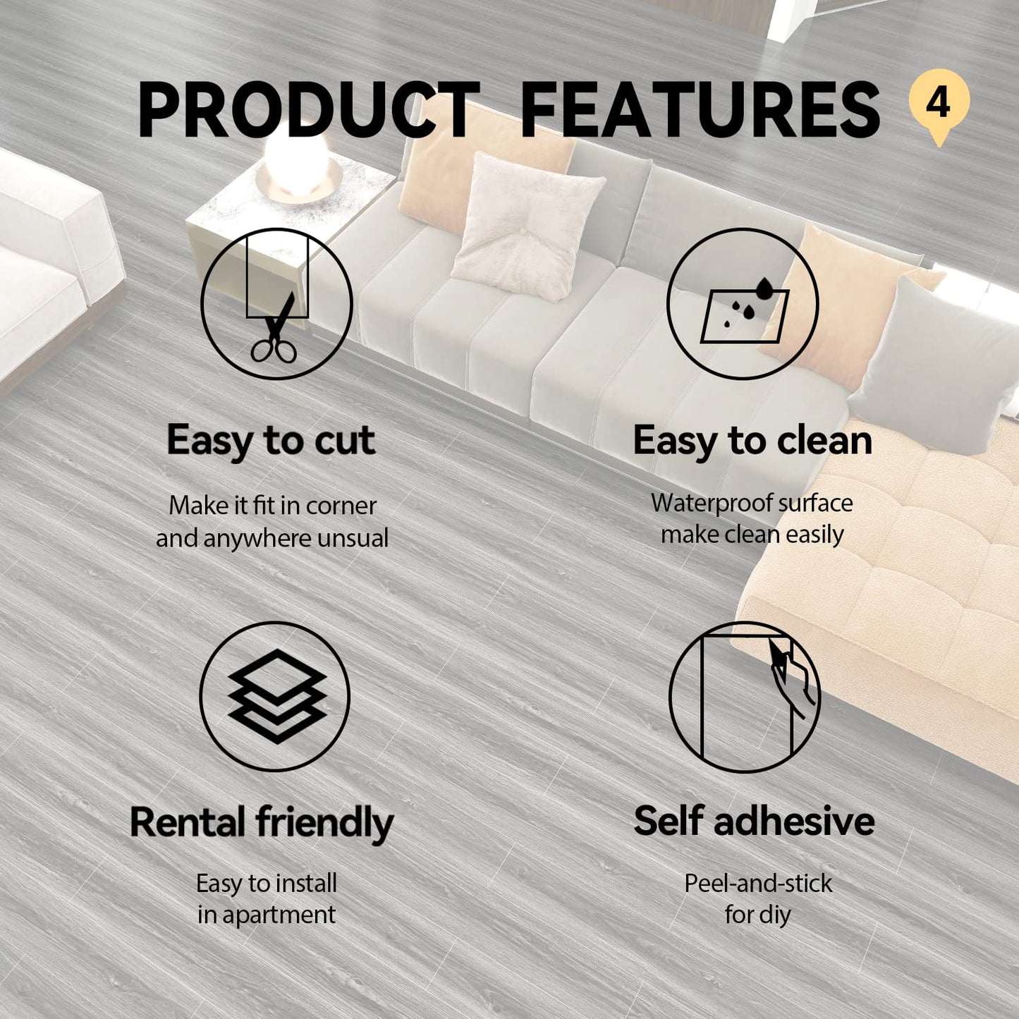 auxua Wood Grain Peel and Stick Floor Tiles – 11.8” Width, Full Roll Length of 394" – Versatile Design for Any Space, Grey Self Adhesive Vinyl Flooring, Waterproof and Non-Slip Features