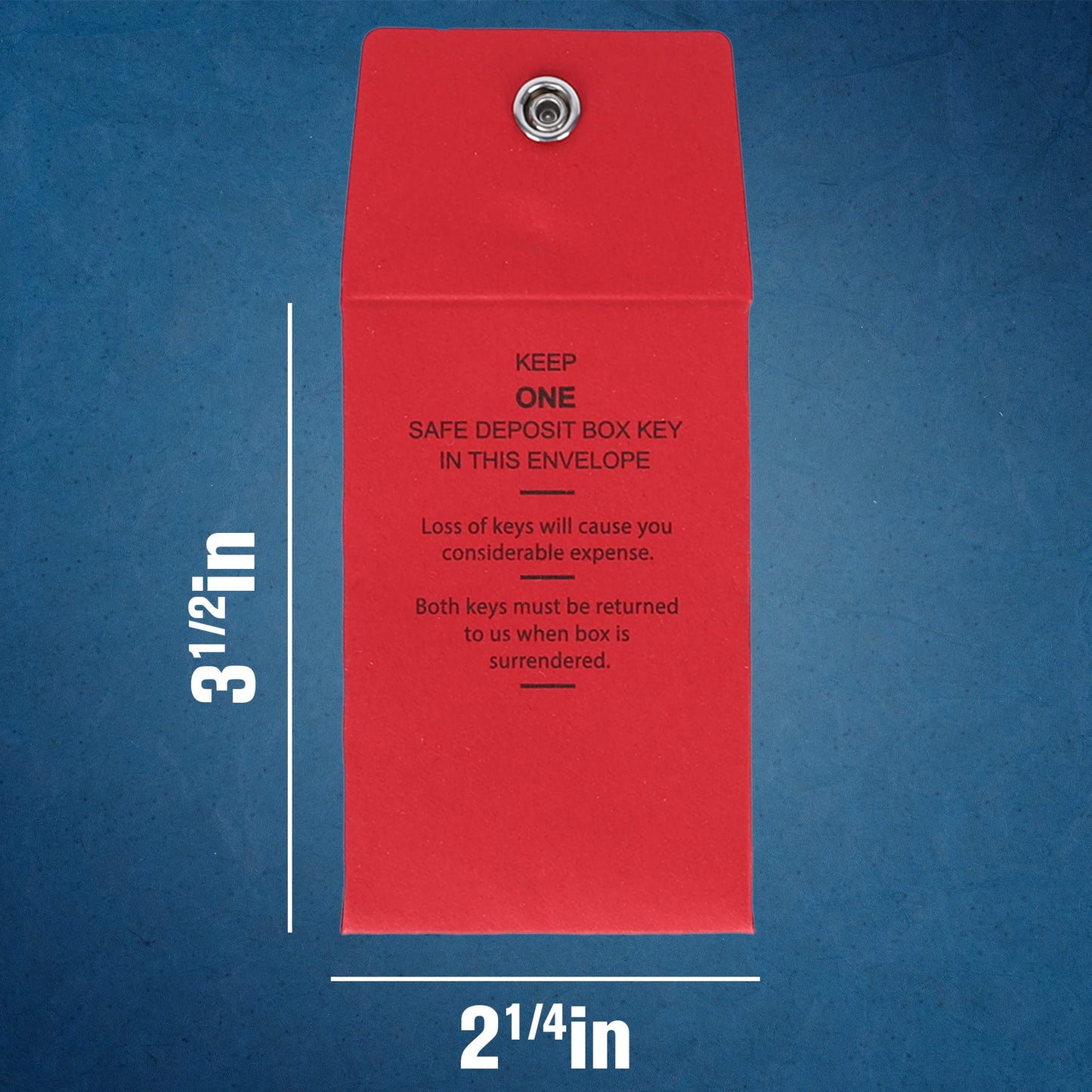 BankSupplies Stock Key Envelopes | Compact Red Safe Deposit Envelope | Pack of 100 | 2-1/4W x 3-1/2H | Re-Closable Snap Lock Fastener | Durable Construction