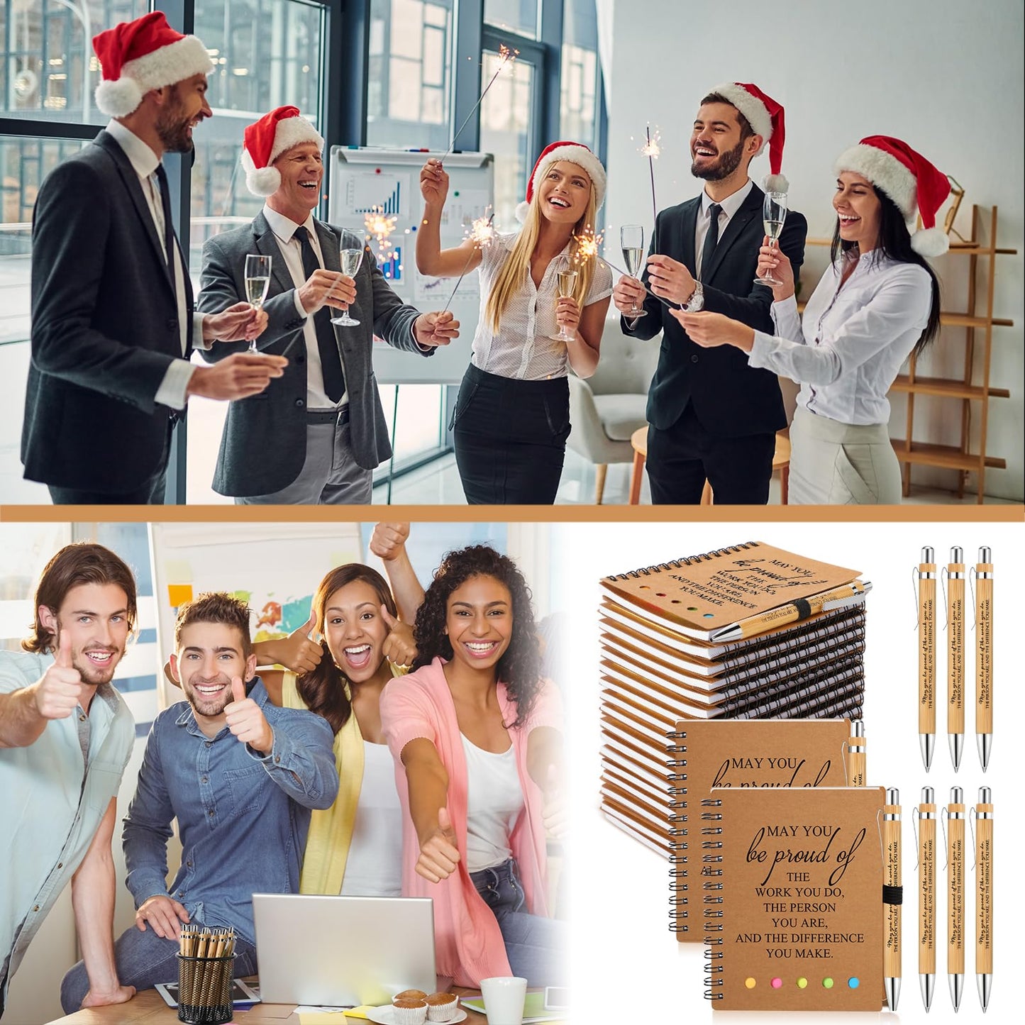Moinchore 20 Sets End of Year Teacher Gifts Employee Appreciation Gifts Cna Week Inspirational Spiral Notebooks with Sticky Notepad and Pen for Students Team Coworker Staff (May You Be Proud)