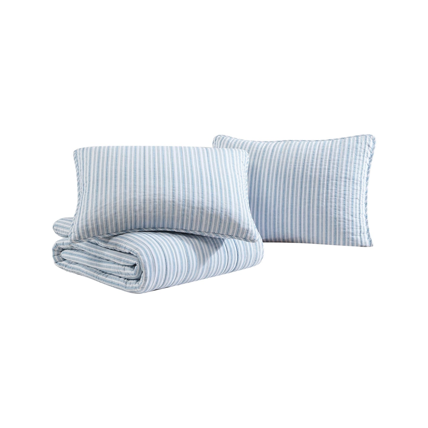 Nautica – Twin Quilt Set, Reversible Bedding with Matching Sham, Stripe Room Decor, Lightweight Bed Set, College Dorm Room Essentials (Coleridge Blue)