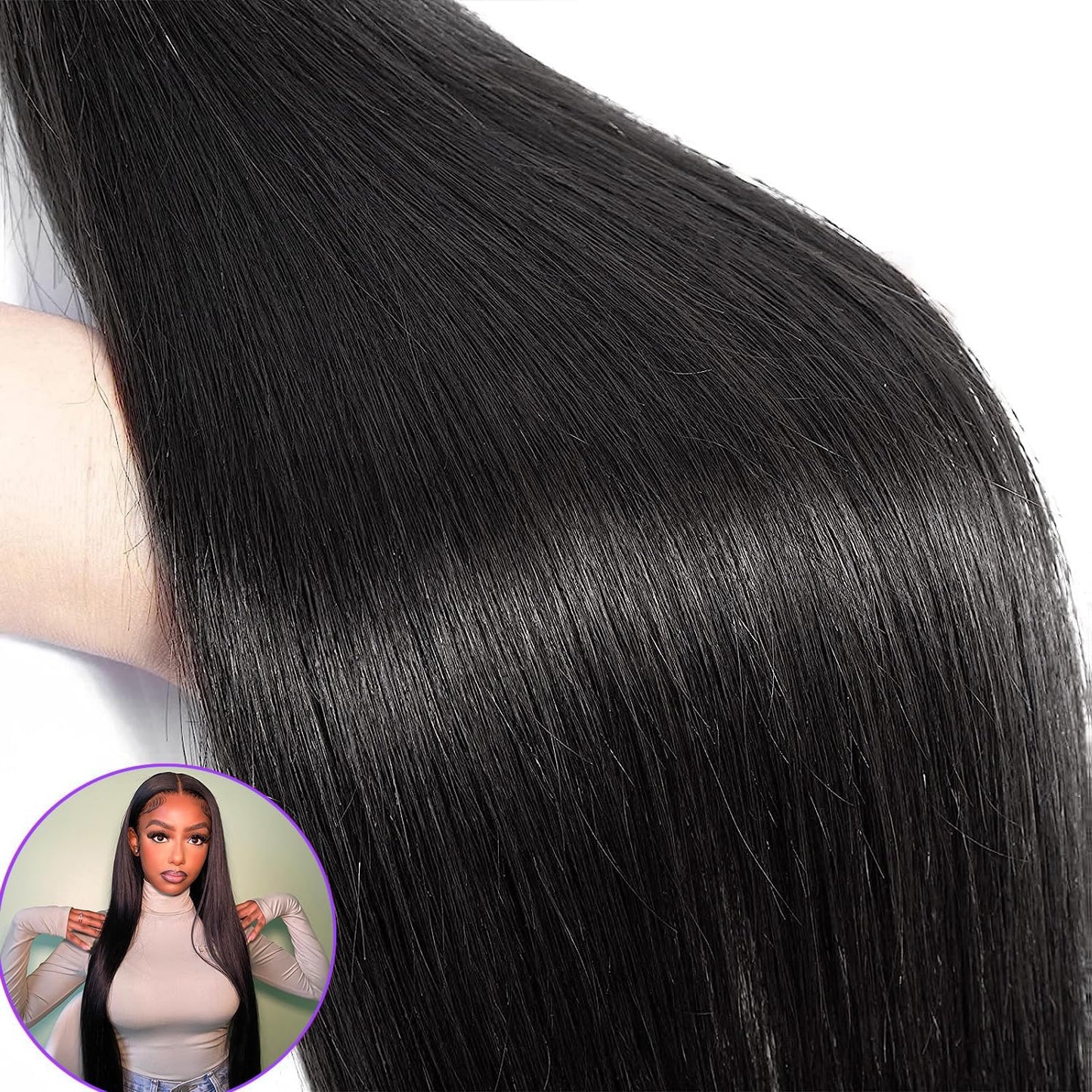 12A Human Hair Bundles 14 16 18 Inch Straight Bundles Human Hair 100% Unprocessed Brazilian Virgin Hair Natural Color Straight Hair Extensions for Women