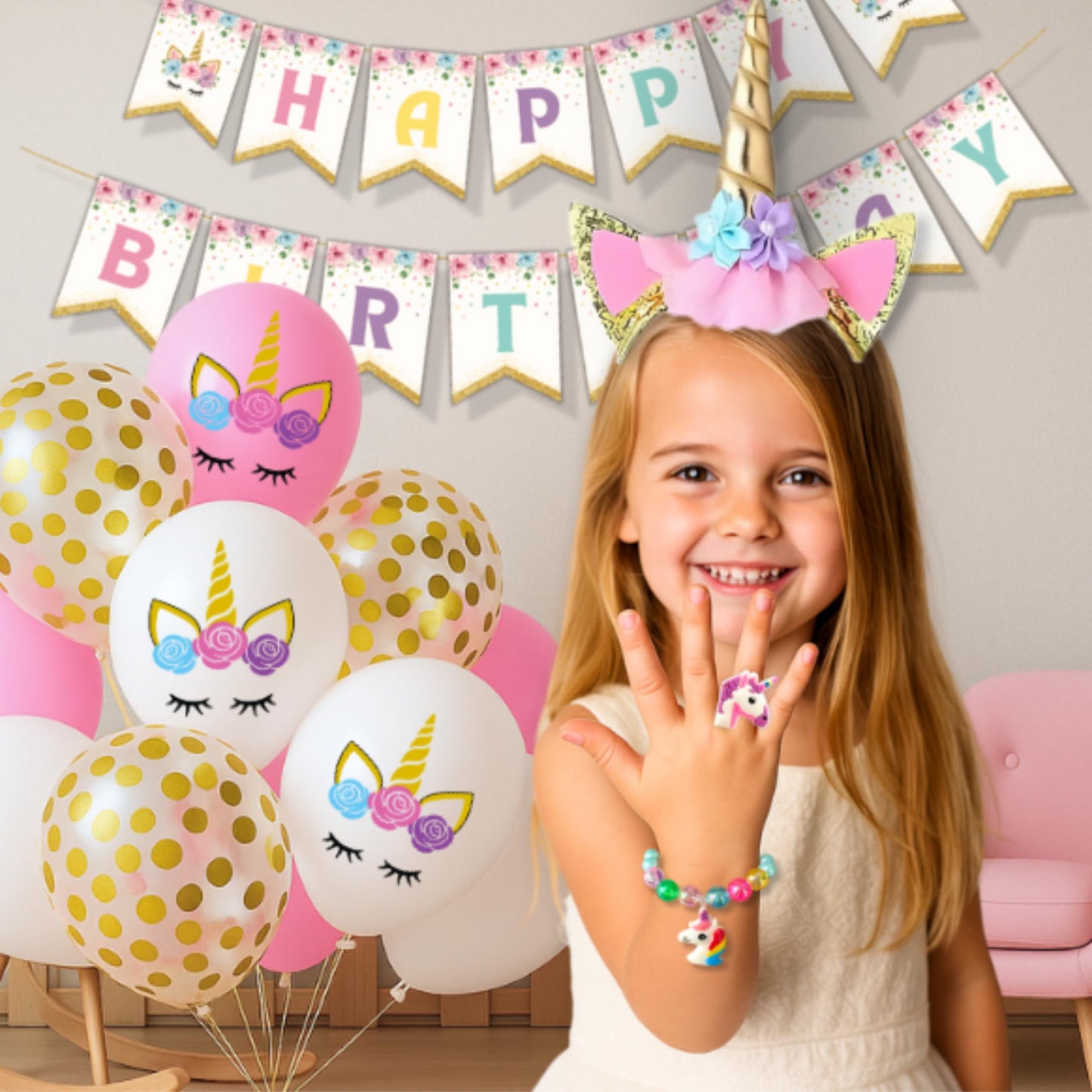 152 Pc Premium Unicorn Birthday Decorations Set for Girls – Complete Unicorn Party Decorations Supplies Kit with Plates, Cups, Napkins, Balloons, Banner, Headband – Magical Rainbow Party for Kids