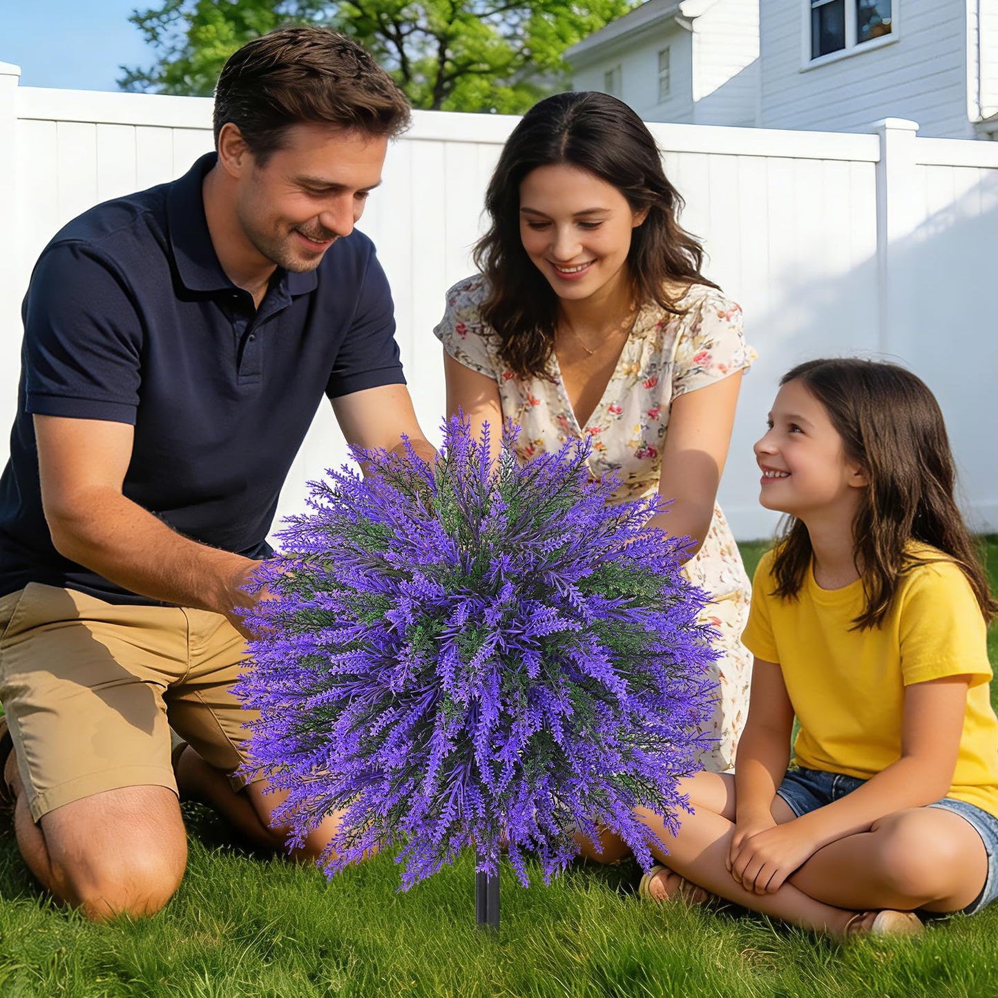 Dolicer 2 Sets Artificial Topiary Ball Trees for Outdoor, 22Inches Lavender Fake Bushes Plants with Ground Spike, Large UV Resistant Artificial Shrubs for Garden Front Yard Porch Patio Home Decor