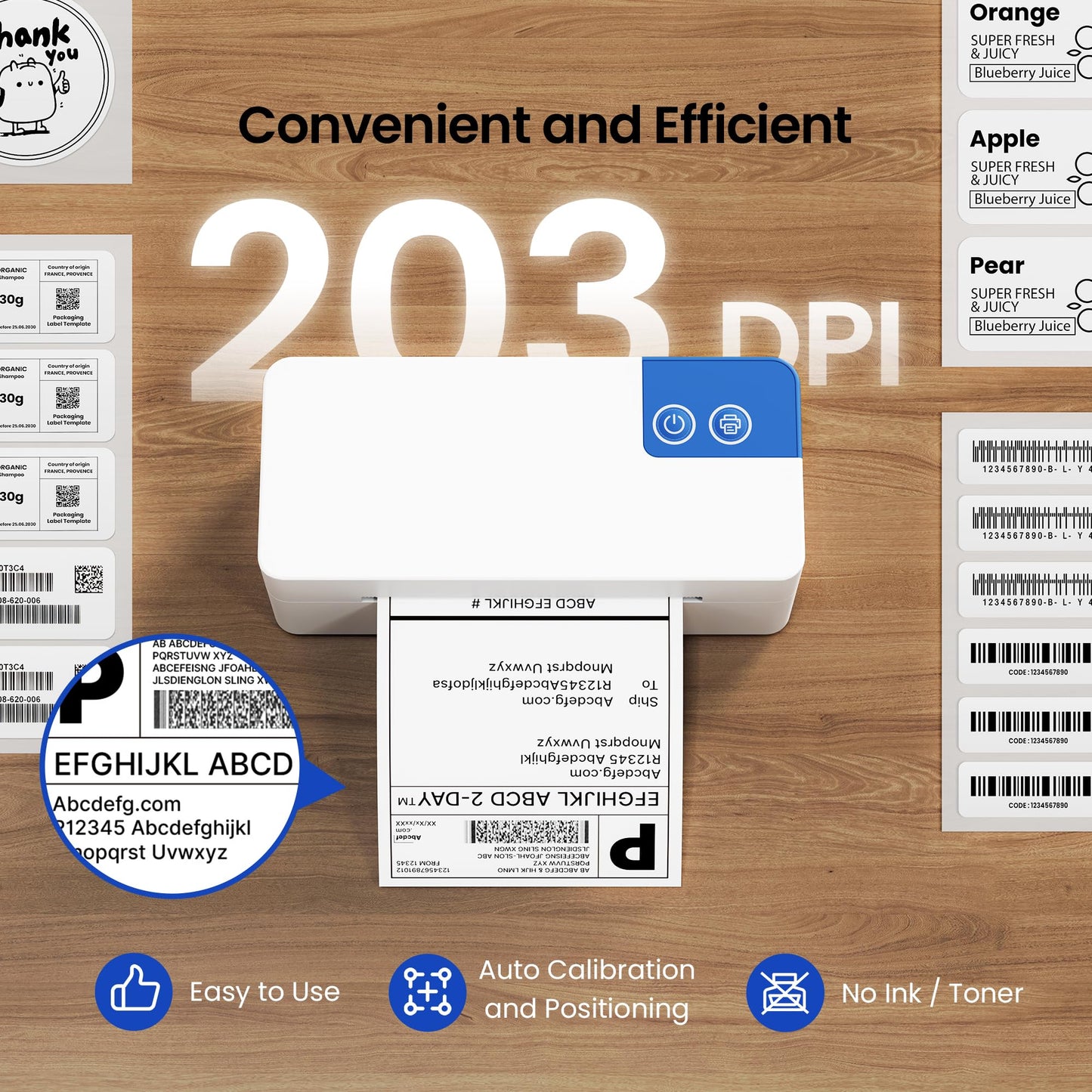 ETIKEZ Bluetooth Thermal Shipping Label Printer, 4x6 Portable Thermal Printer, Compatible with iPhone, Android, Windows and Mac, Works with USPS, UPS, Amazon, Shopify, Etsy (White), 1 Count