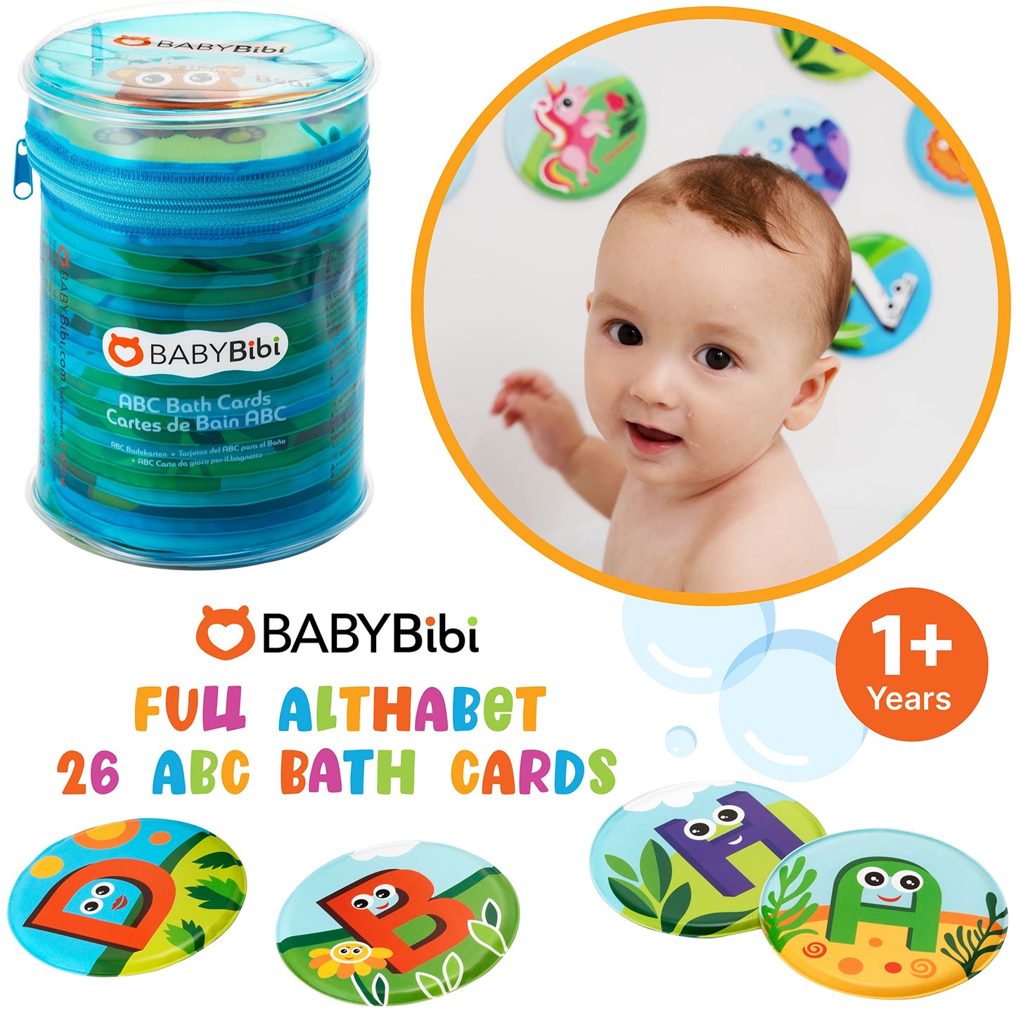 Floating Animals & Alphabet Flash Cards for Bathtub. Preschool Learning Toddler Flash Cards. Educational Bath Toys for 18 Months+ (Set of 26)