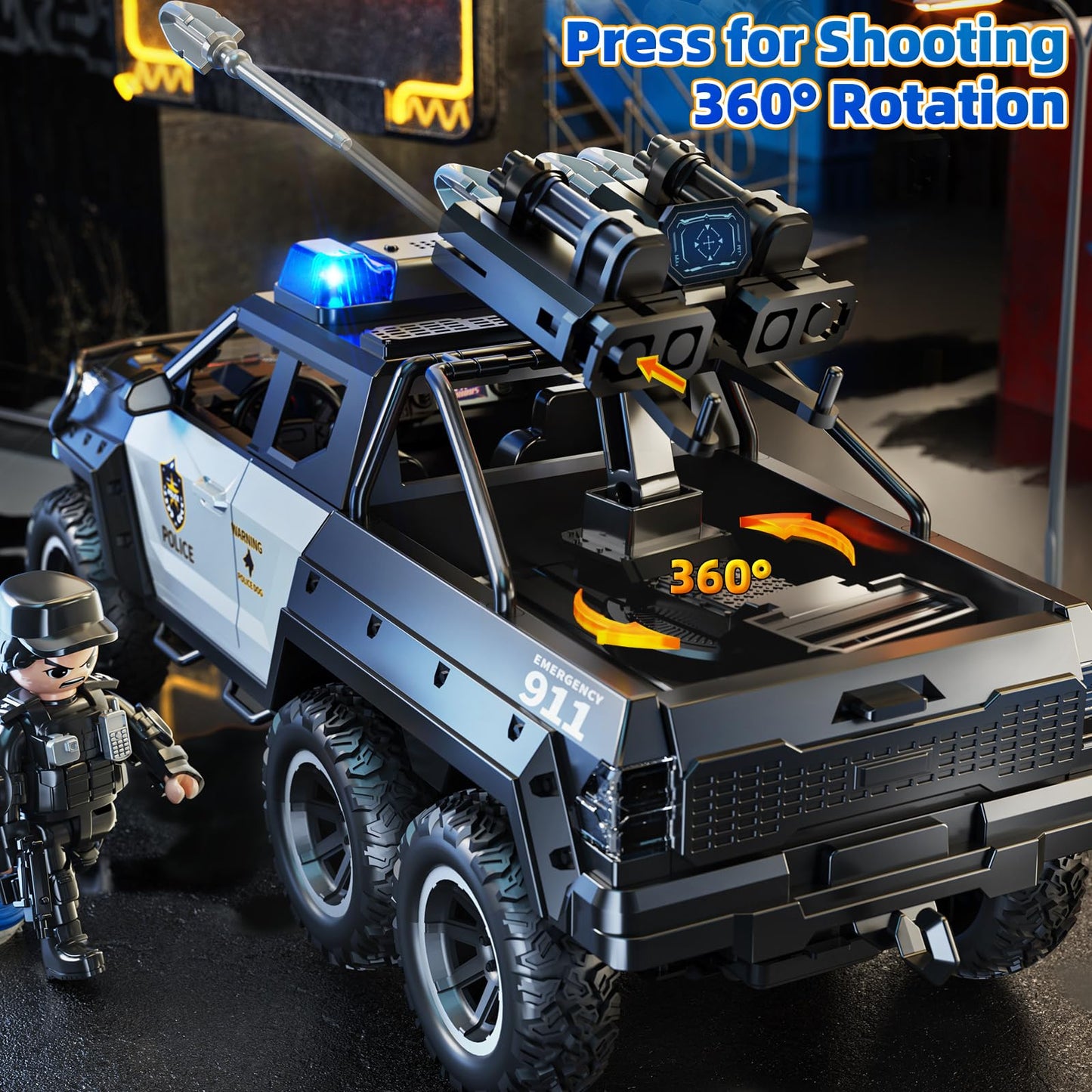MSKOLER Police Car Toys for Boys 3-5, Play Vehicles for Boys Girls Ages 3-12 with Light and Sound, Role Playing Police Truck Toys, Toddler Truck Gifts for Kids Ages 4-8