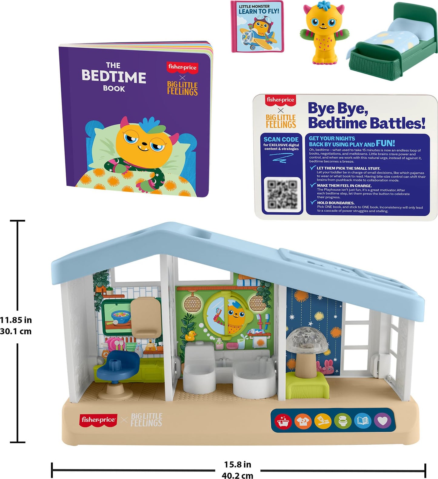Fisher-Price Toddler Toys Big Little Feelings Bedtime Routine Kit, 4-Piece Set of Activities & Parenting Tips for Kids Ages 18 Months+