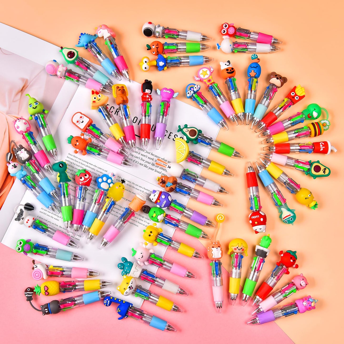 BIMORITA 100Pcs Mini Multicolor Pens in One 4-in-1, Cute Pens Bulk for Party Favors and Birthdays, Delightful Ballpoint Pen Gifts Classroom Student Prizes (100pcs)