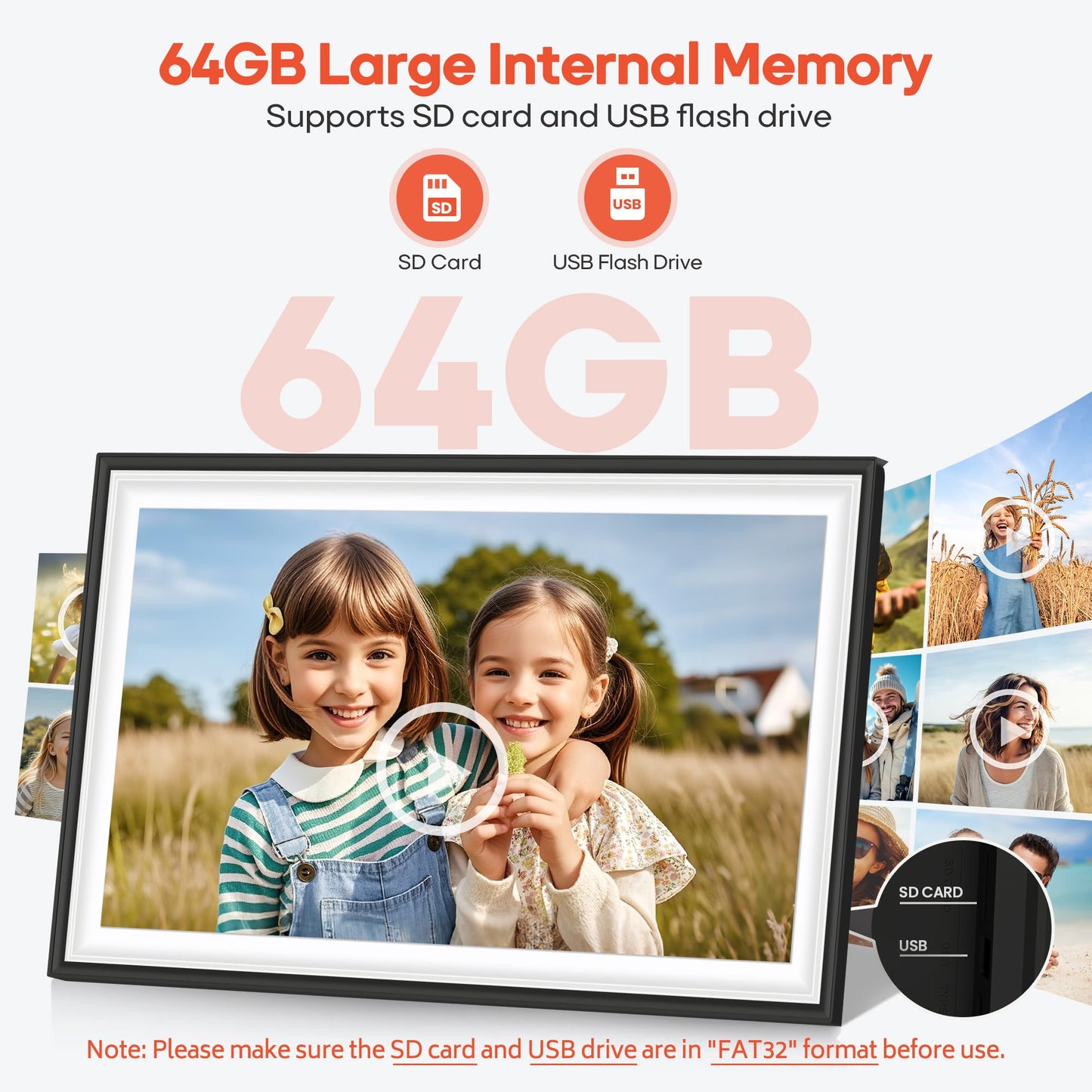 64GB Frameo 15.6" Digital Picture Frame Large 1920 x 1080 IPS FHD Touch Screen WiFi Electronic Photo Frames Share Moments Instantly Anywhere Photo Gifts for Parents and Grandparents