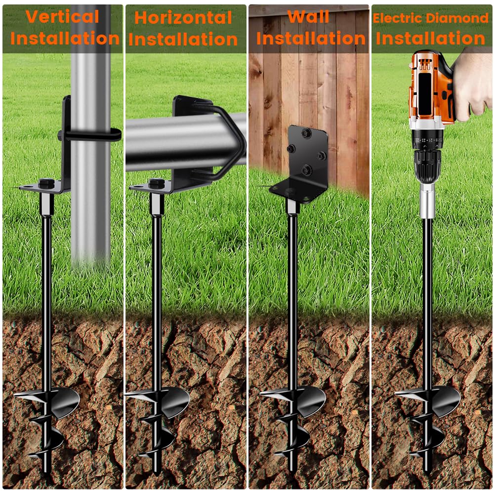 Ground Anchors Screw in 24" Set of 4 Trampoline Stakes Heavy Duty Mobile Home Anchors - Storage Shed Anchor Kit - Swing Set Stakes - Playset Anchor (4 x 24in)