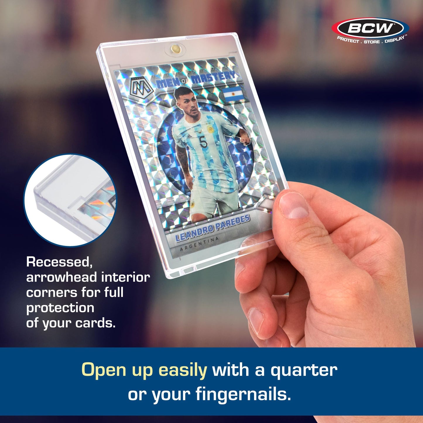 BCW Magnetic Card Holder - 55 PT Thickness - 18 ct | Protective Display Card Case with Secure Gold Magnet Closure | UV Protection, Quick Access Design for Sports, Gaming, and Collectible Cards