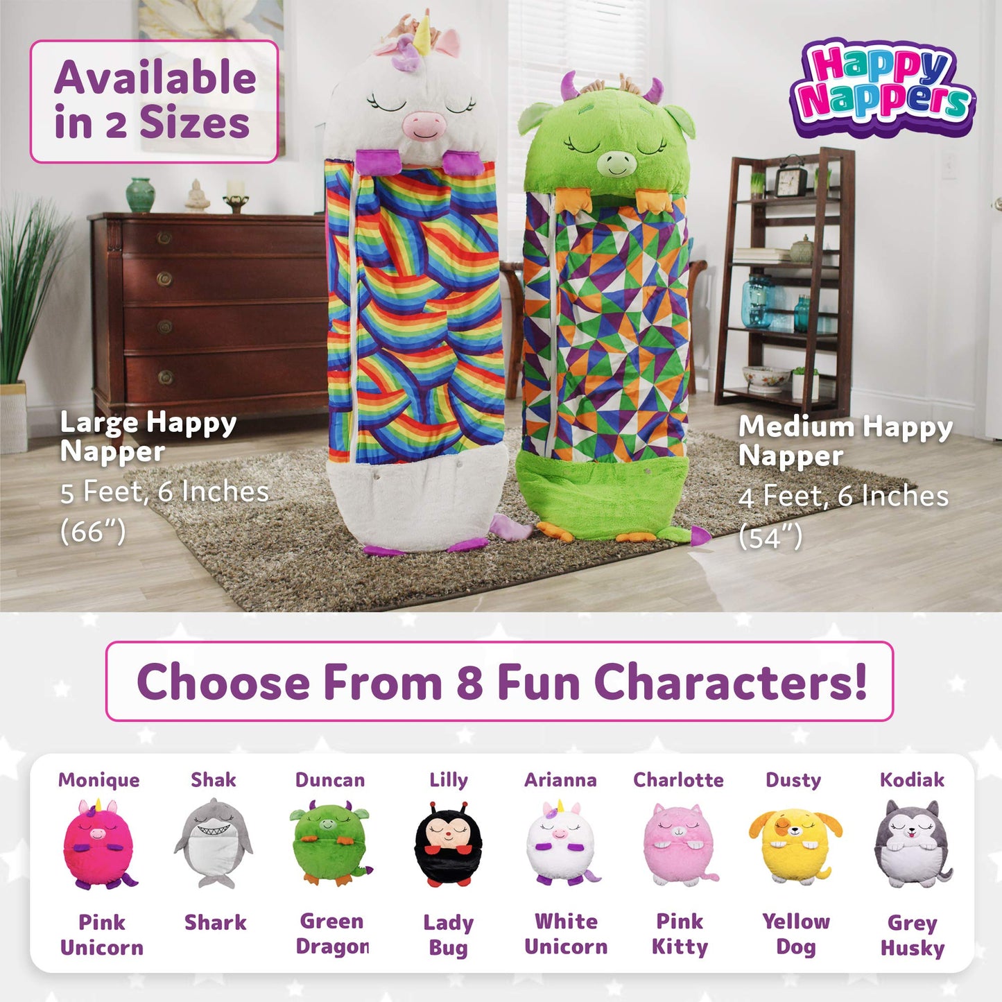 Happy Nappers Medium Unicorn Pink Pillow & Sleepy Sack- Comfy, Cozy, Compact, Super Soft, Warm, All Season, Sleeping Bag with Pillow