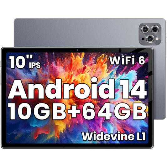 Android Tablet, 2025 Tablet 10.2 inch Android 14 Tablets, Octa-Core 10GB RAM 64GB ROM | 6000mAh Battery, 1024GB Expand |1080 * 800 HD IPS Touchscreen | 5G/2.4G WiFi 6 | Bluetooth 5.0 (Gray)