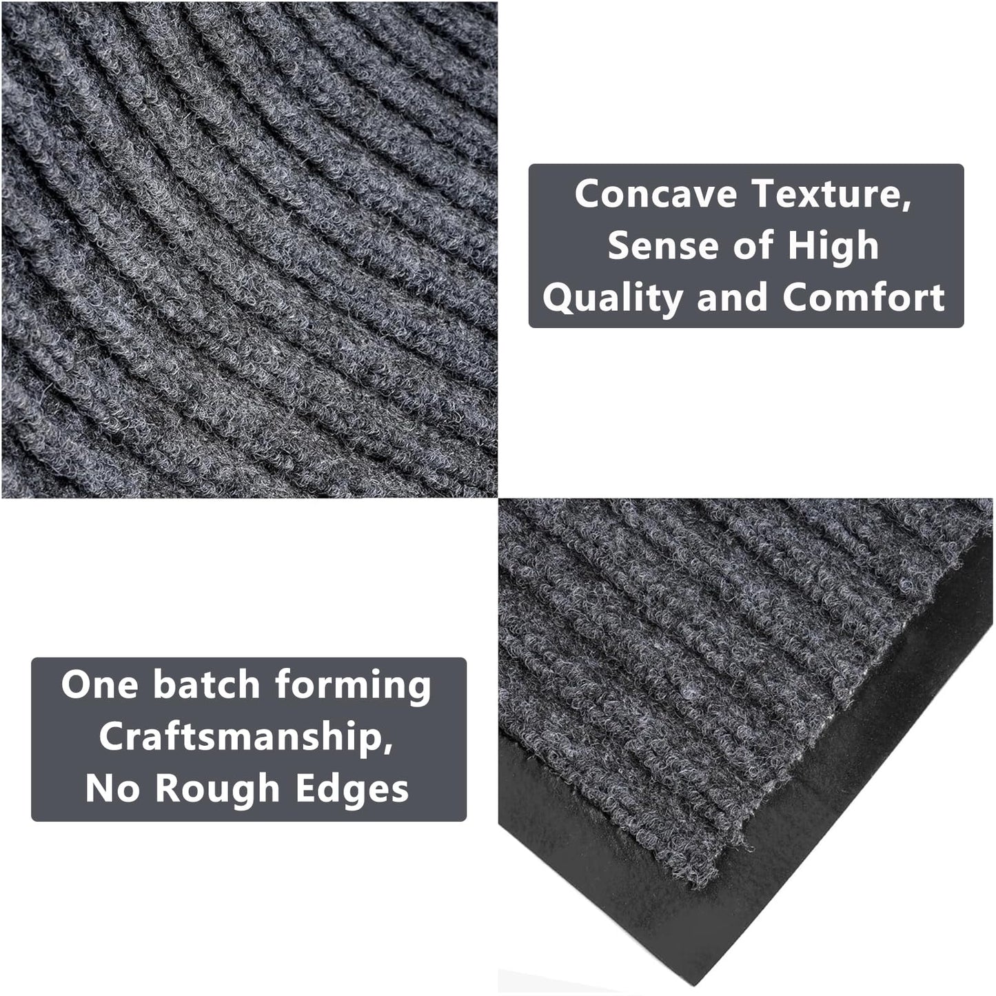 GOOFCXO 3 x 10 FT Commercial Runner Rug, Floor Mat Area Rugs with Non-Slip PVC Backing Indoor Outdoor Hallway Carpet Runner for Kitchen Balconies Living Room Dining Room Decks Patio - Gray