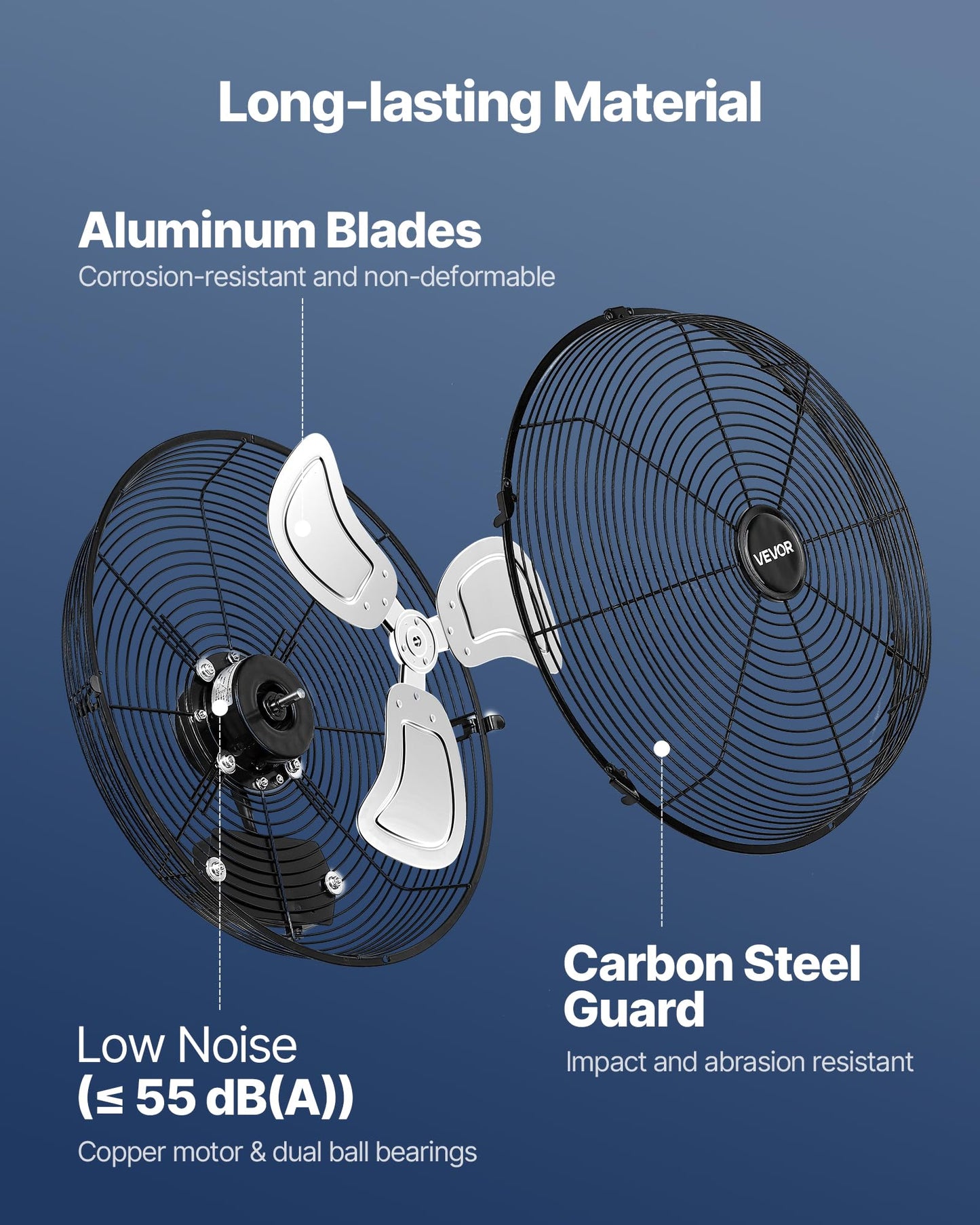 VEVOR 14 Inch Industrial Wall Mount Fan, High Velocity 2473 CFM Outdoor Fan with 3 Speeds, Waterproof IP44 Garage Wall with Aluminum Blades for Workshop, Warehouse, Greenhouse