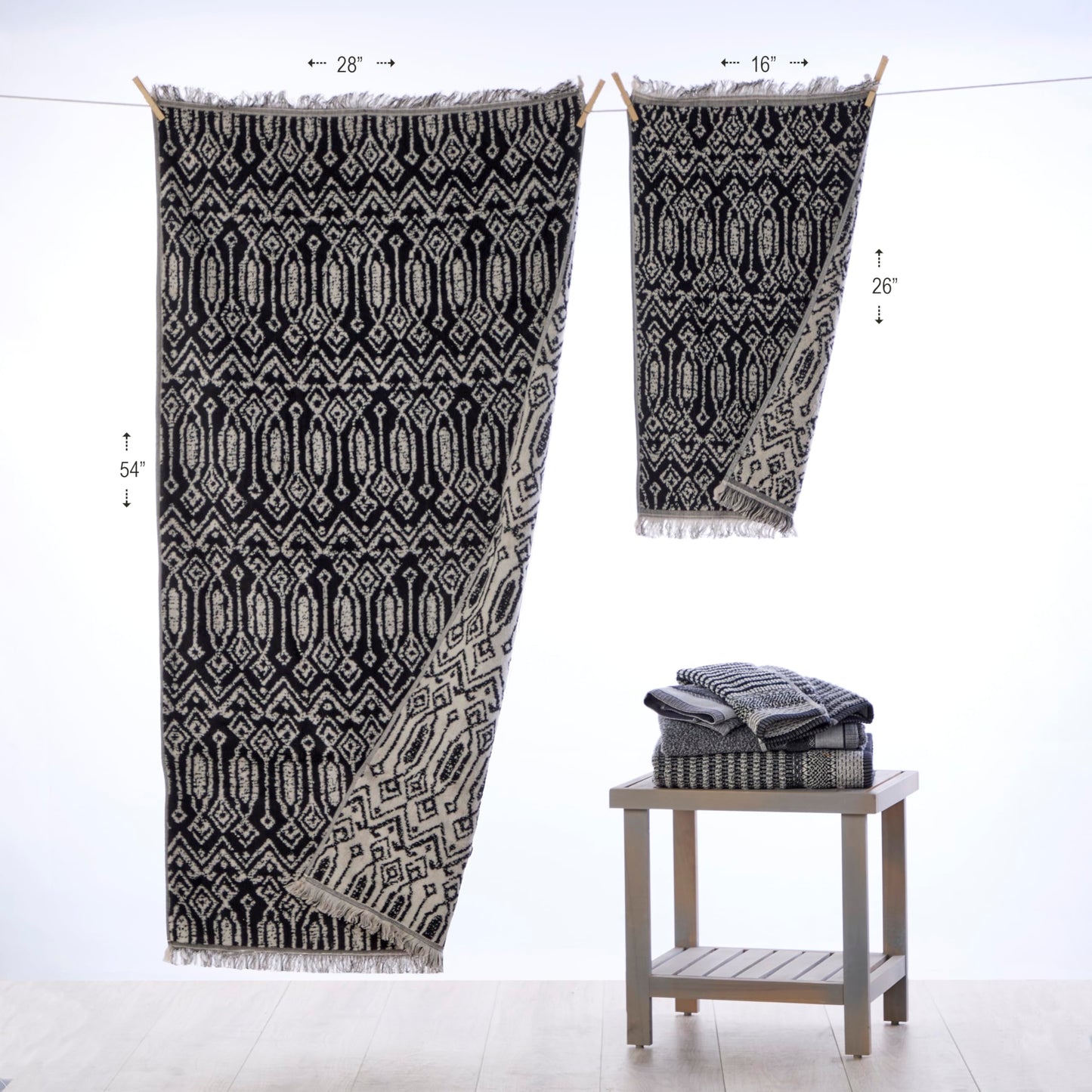 SKL Home Nador Hand Towel, 2-Pack, Black