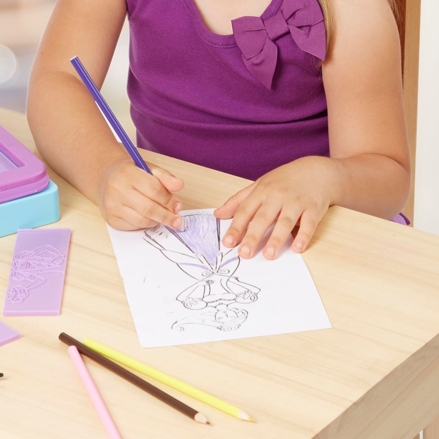 Melissa & Doug Princess Design Activity Kit - 9 Double-Sided Plates, 4 Colored Pencils, Rubbing Crayon