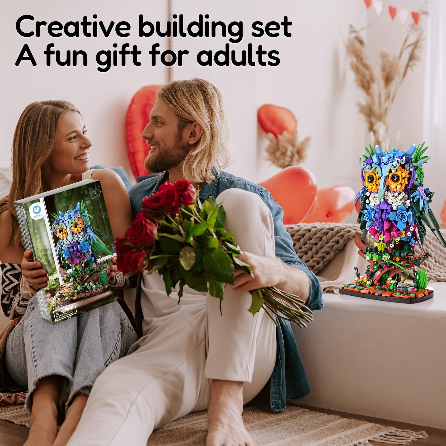 Sillbird Flower owl Building Sets for Adults Mother's Day Birthday Creative Gift Ideas for Women & Men, Home Décor Display or Centerpieces for Table - Buildable Animals Model Botanical Collection