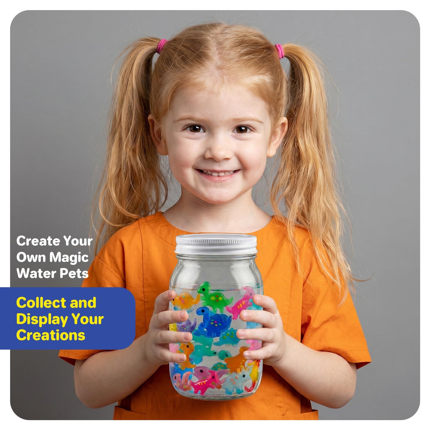 Kiditos Dinosaur Magic Water Elf Toy Kit–Squishies for Kids, 20 Gels & 10 Molds, Magic Gel Water Pets Sensory Toy, Fun DIY Craft Kit, Party Favors, Birthday for Kids Ages 3+