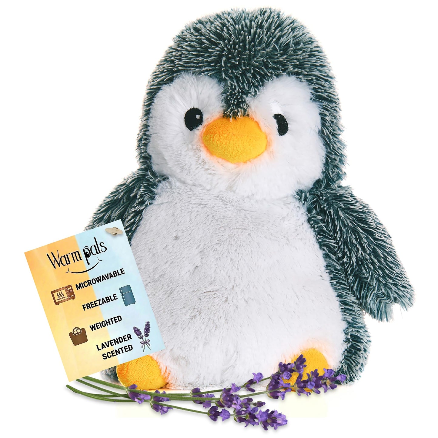 Warm Pals - Peppy Penguin - 1.5lbs - Cozy Microwavable Lavender Scented Plush Toys - Heated Stuffed Animal - Heatable Coolable Bedtime Comfort Plushie
