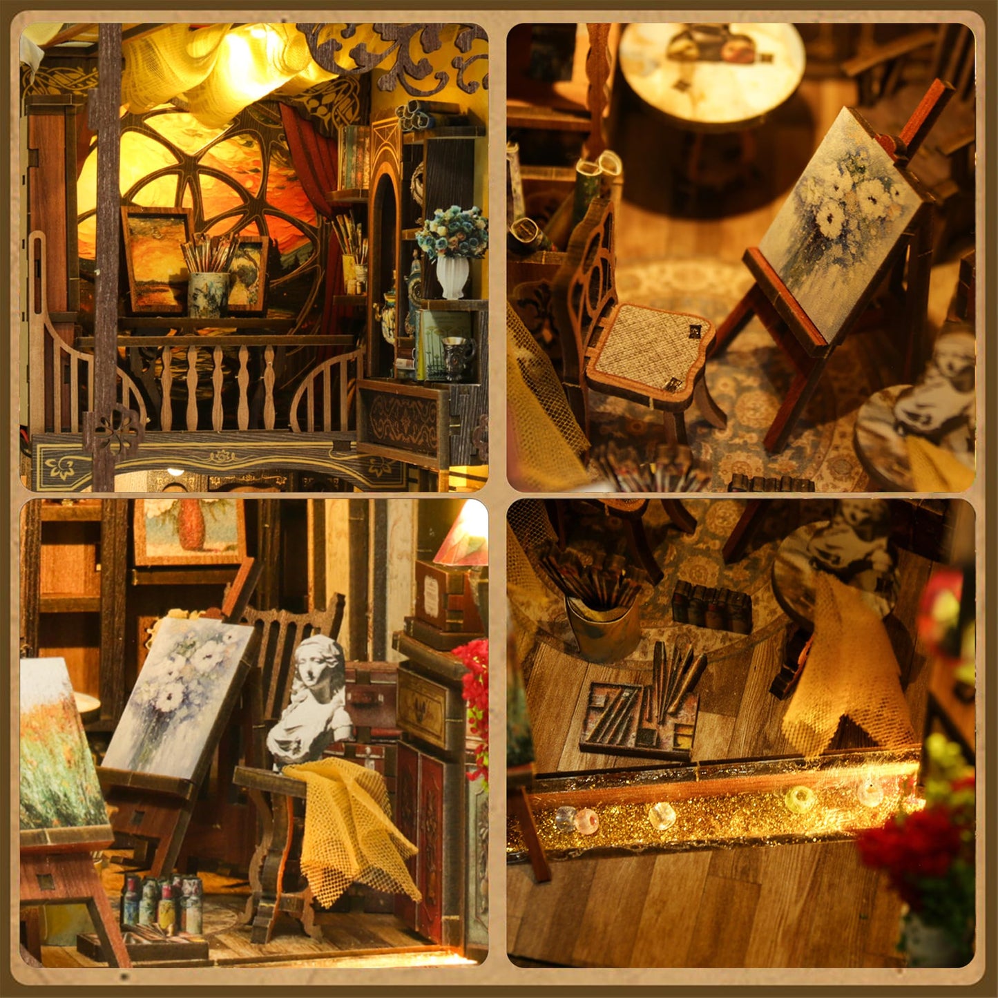 CRIOLPO DIY Book Nook Kit - DIY 3D Wooden Puzzle Miniature Bookshelf Decor with Sensor LED for Book Lovers and Collectors