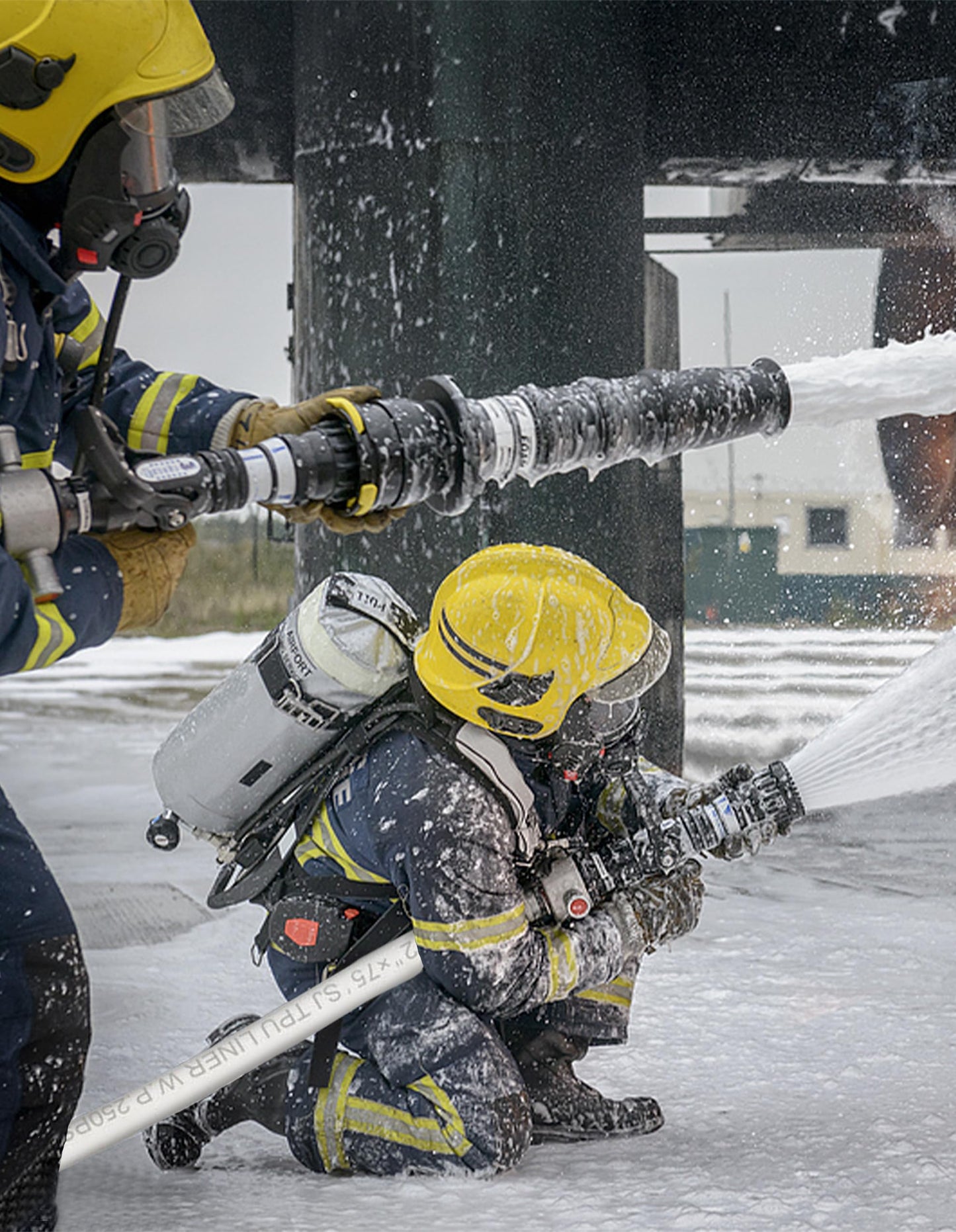 ZYfire Fire Hose - 2" ID x 25 FT Single Jacket EPDM Firefighter Hose with M × F NST/NH Aluminum Couplings 750 PSI Burst Pressure Lightweight for Use in Firefighting