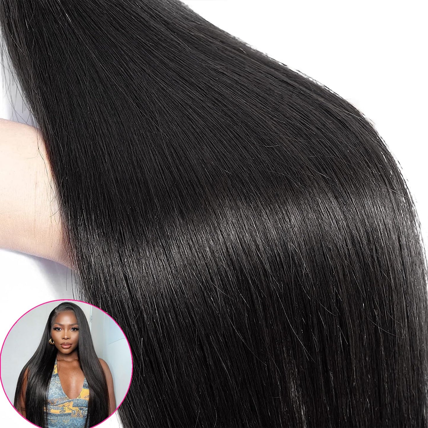12A Human Hair Bundles - Straight 16/18/20 Inch, 3 Bundles, 100% Unprocessed Brazilian Virgin Hair, Double Weft, Natural Color