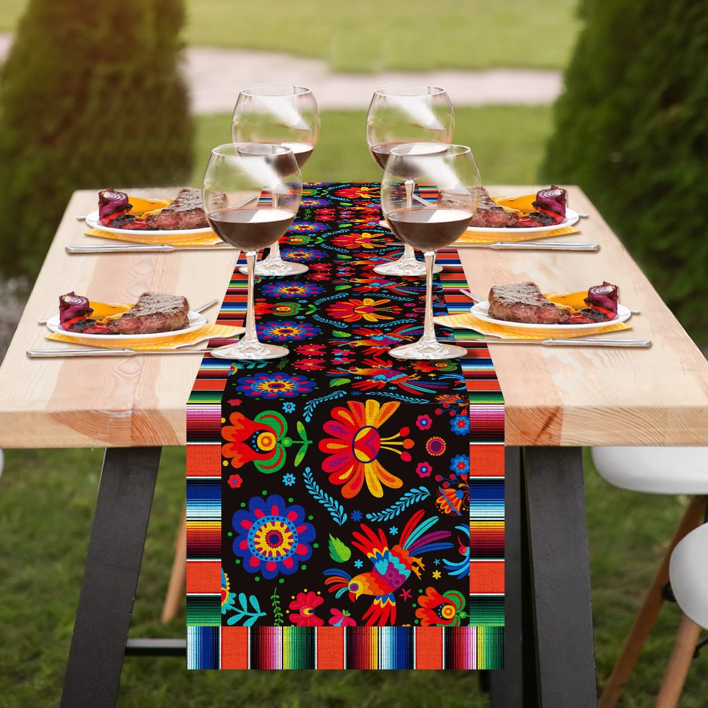 Lonfliness Linen Mexican Fiesta Table Runner 12 Pack 72×13in Long Day of The Dead Farmhouse Runner Dia De Los Muertos Runners Kitchen Dining Home Table Decoration Day of The Dead Decor and Supplies